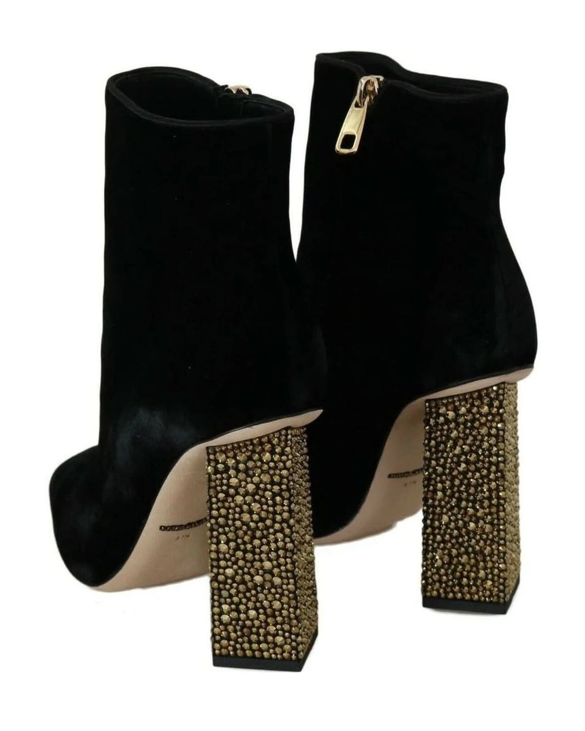 Dolce & Gabbana Crystal Heel Velvet Ankle Boots Boots