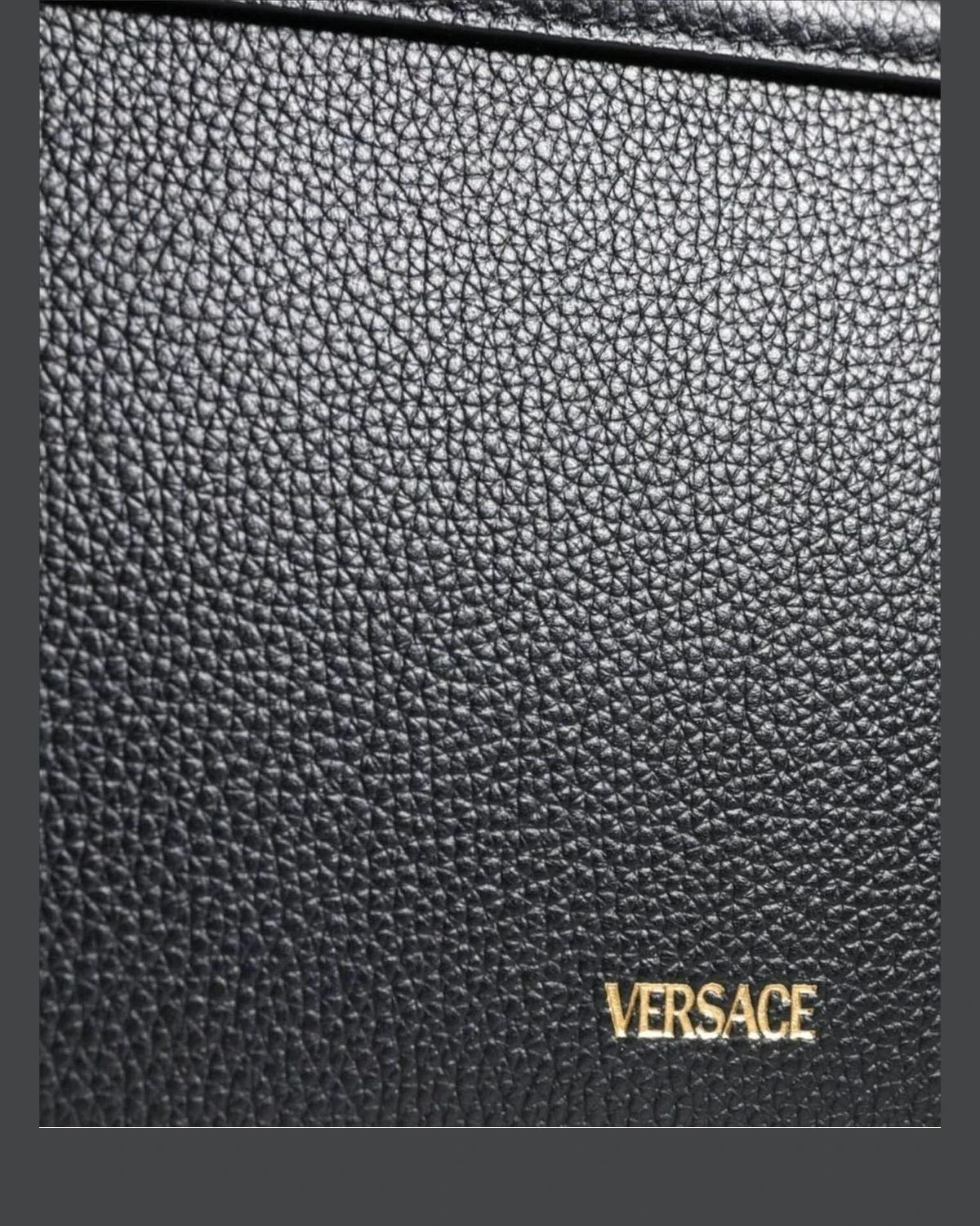 Versace Black Leather Grainy Calf Logo Crossbody Shoulder Bag Cross Body Bags