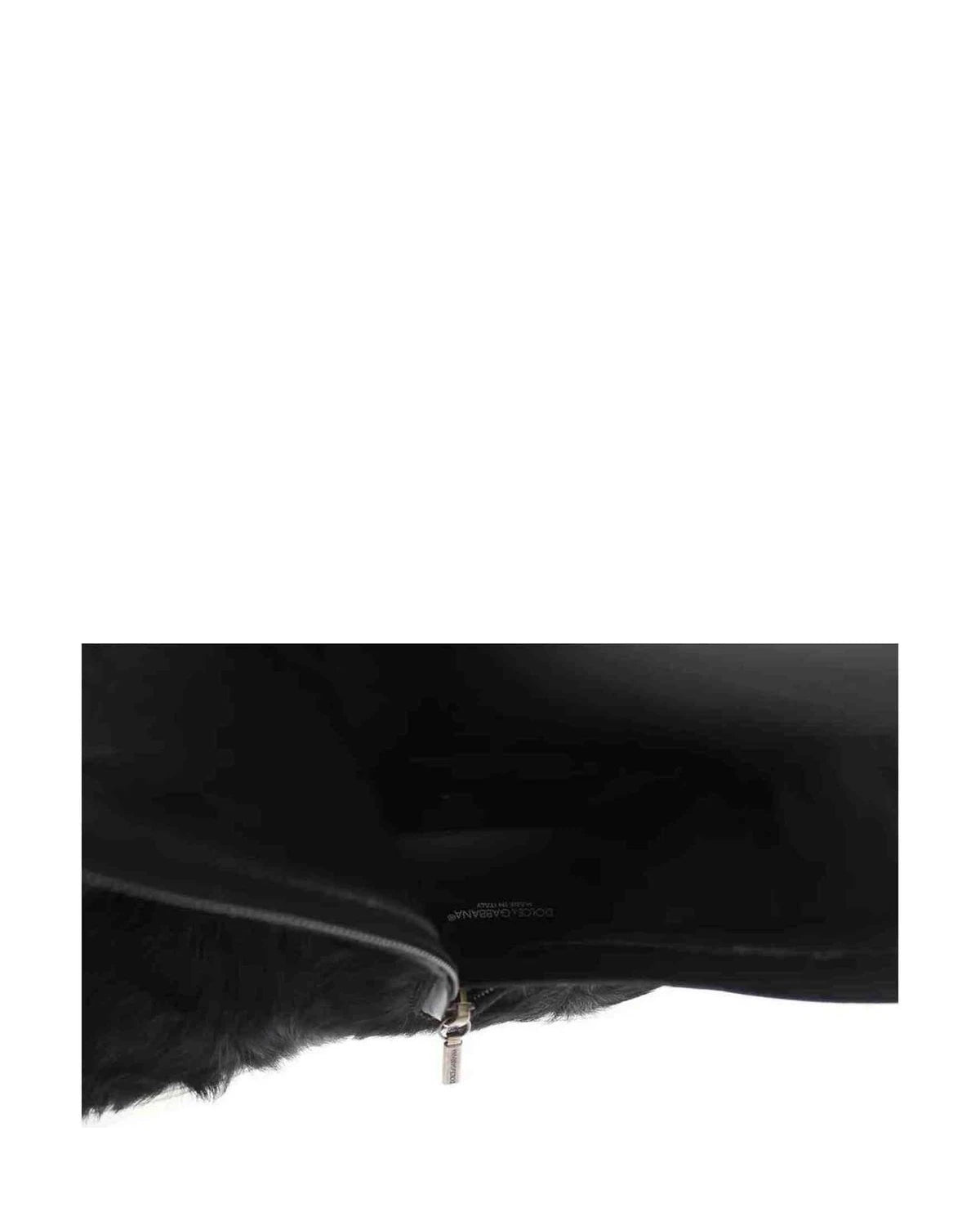 Dolce & Gabbana Black Xiangao Lamb Fur Leather Boots Shoes Boots