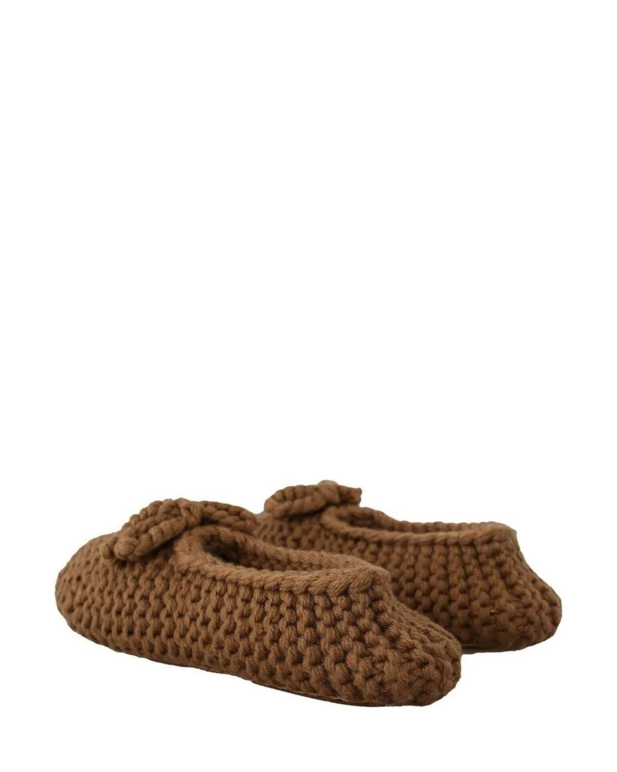 Dolce & Gabbana Brown Wool Elegant Knit Ballerina Flats Flats