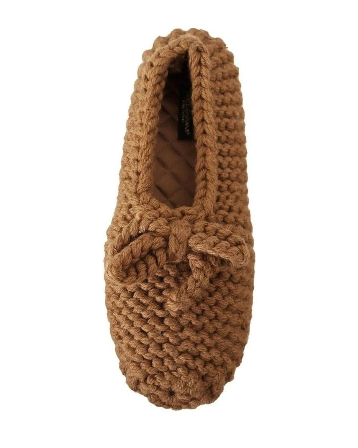 Dolce & Gabbana Brown Wool Elegant Knit Ballerina Flats Flats