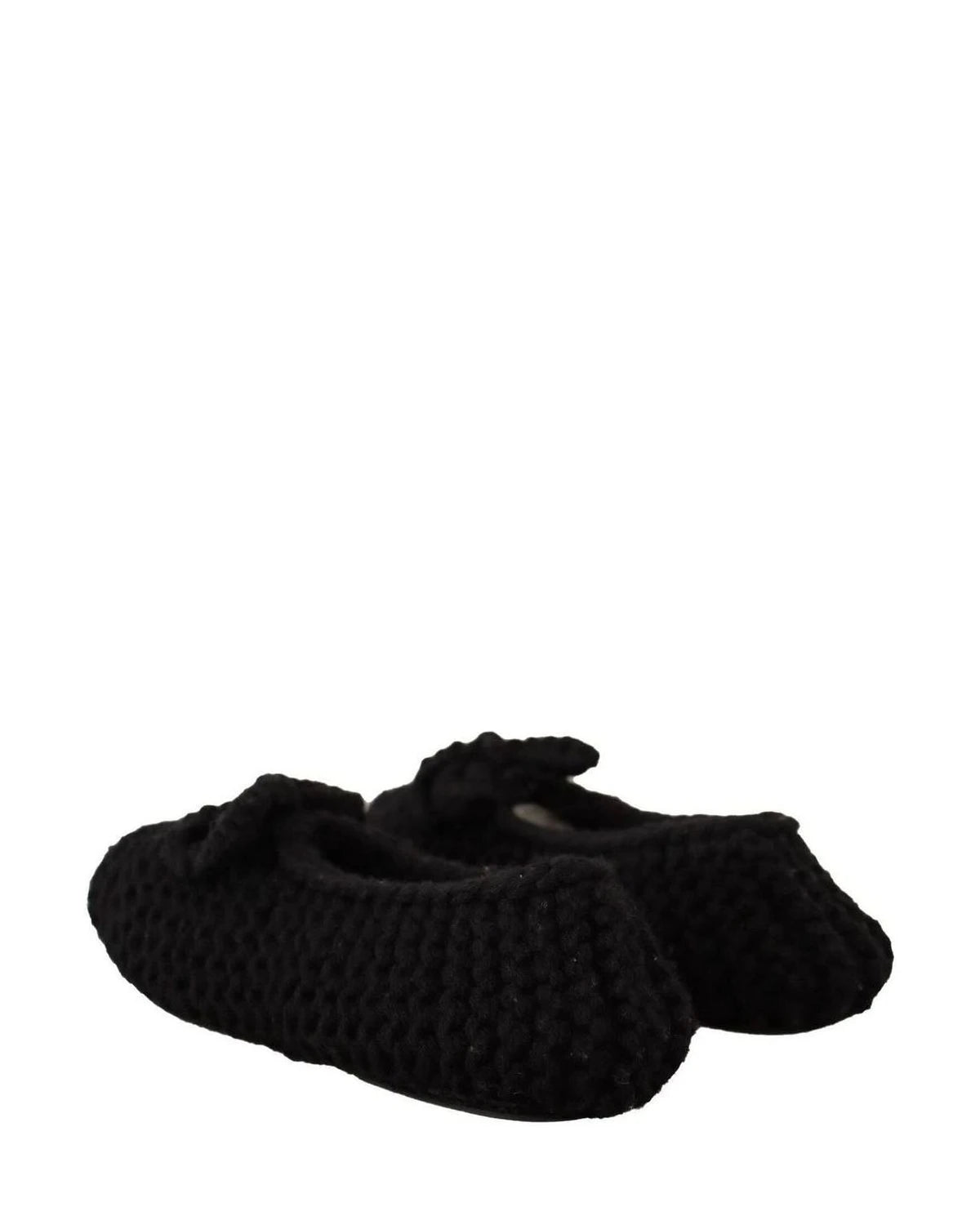 Dolce & Gabbana Black Wool Elegant Knit Ballet Flats Flats