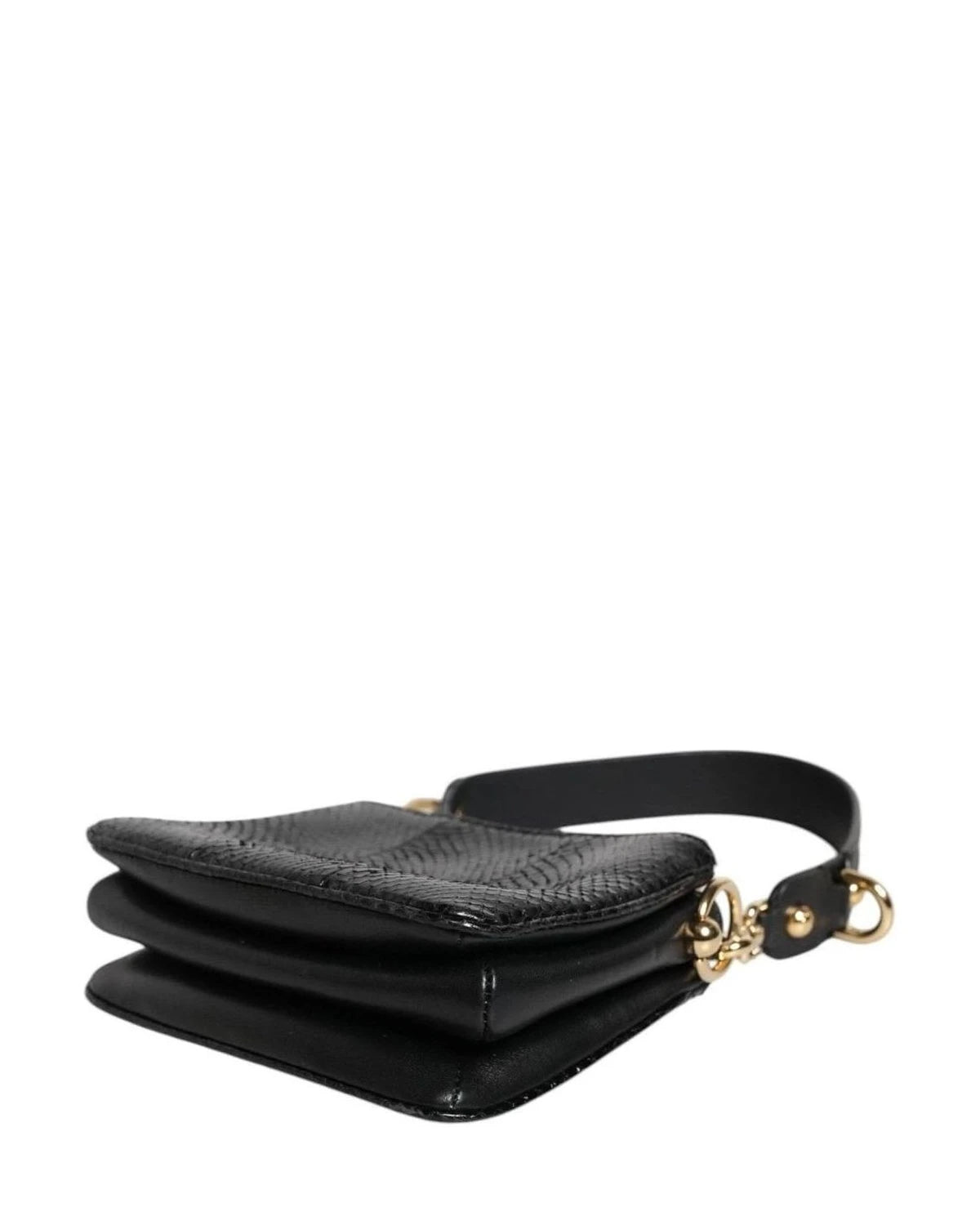 Dolce & Gabbana Black Leather Exotic Shoulder Sling Clutch Bag Shoulder Bags