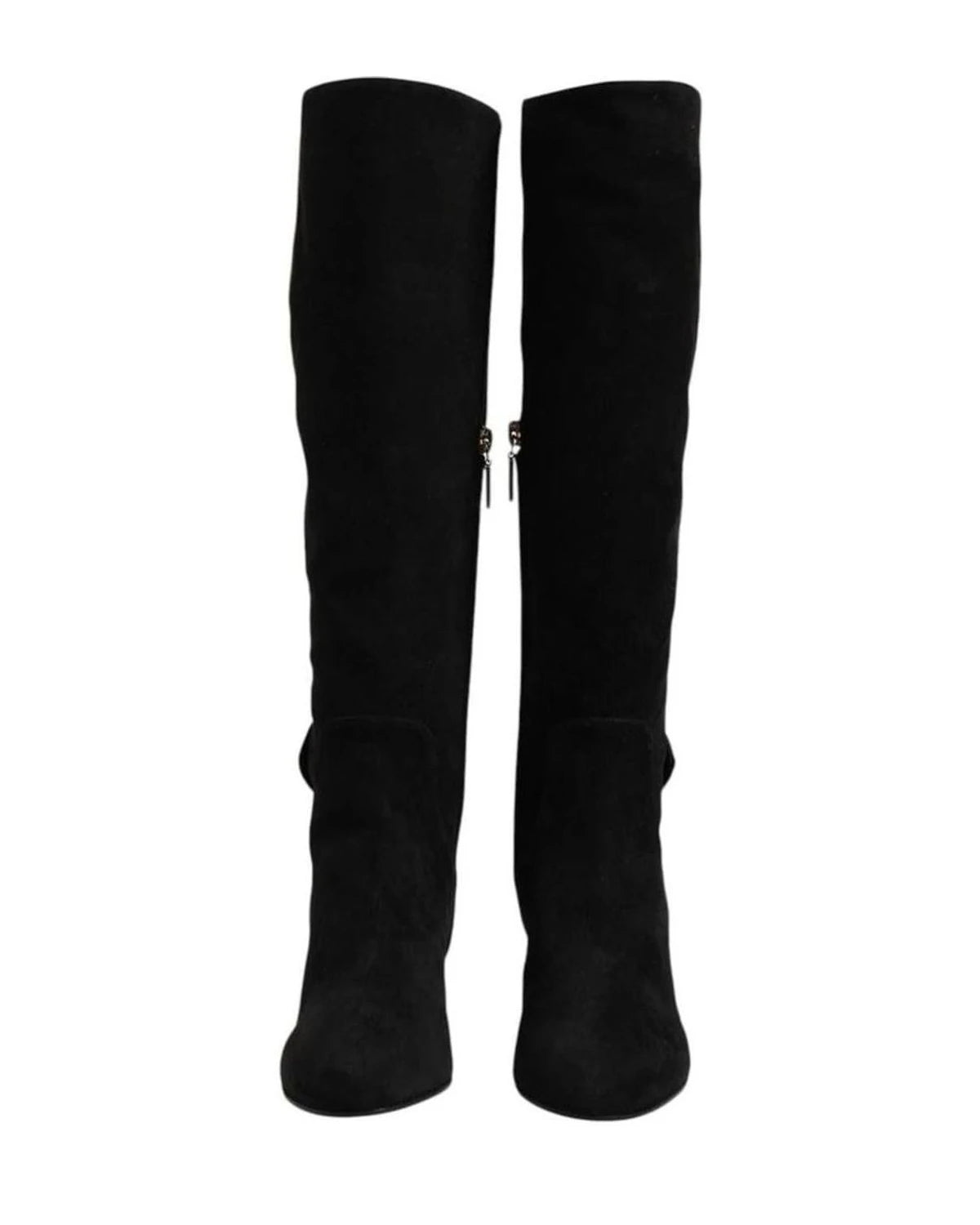 Dolce & Gabbana Black Suede Leather Knee High Boots Shoes Boots