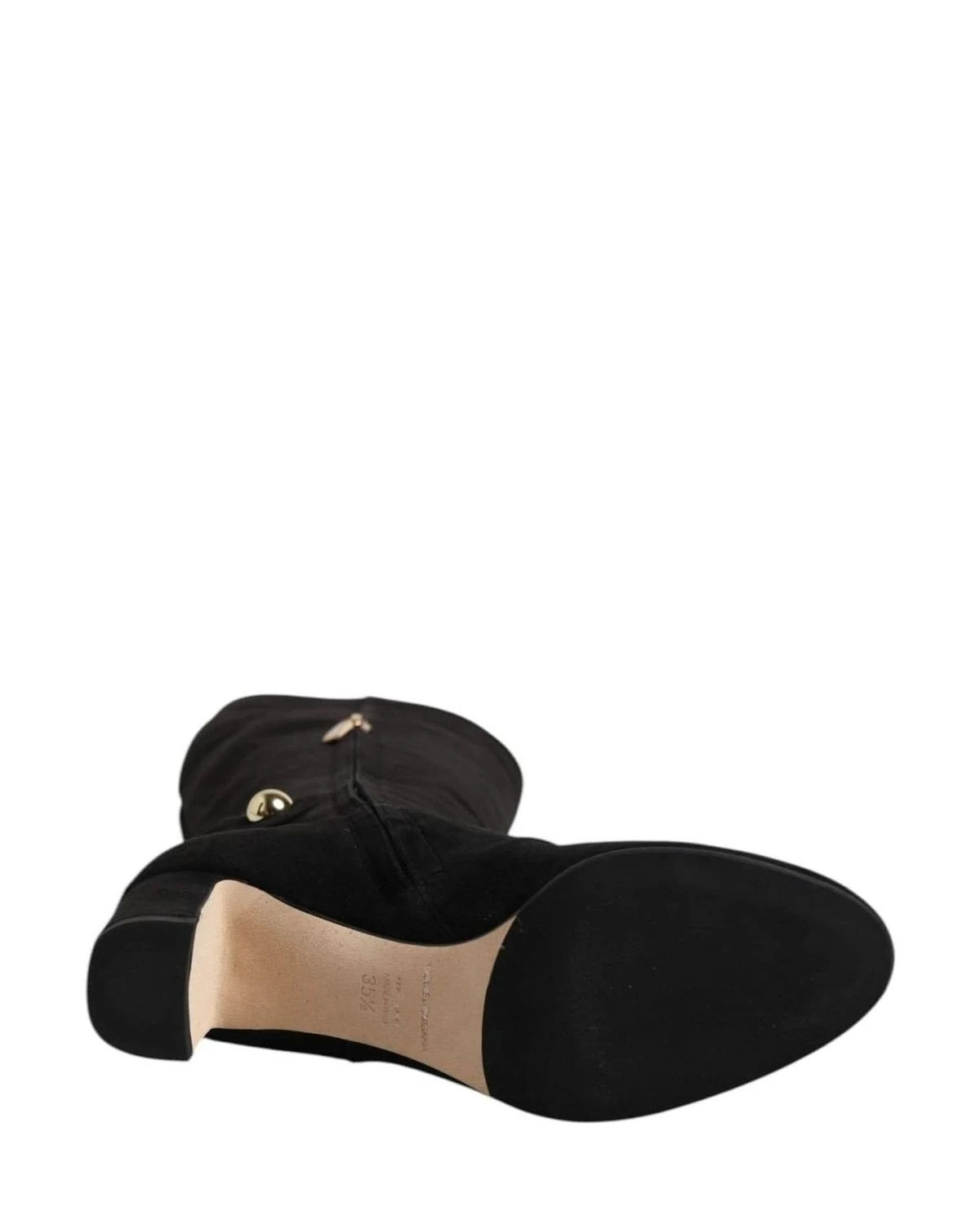 Dolce & Gabbana Black Suede Leather Knee High Boots Shoes Boots