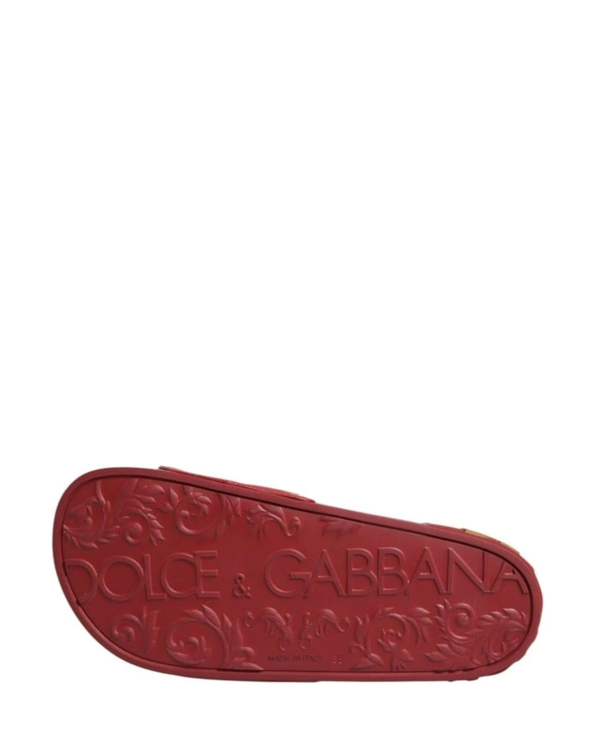 Dolce & Gabbana Red Leather Devotion Matelassé Slides Shoes Sandals