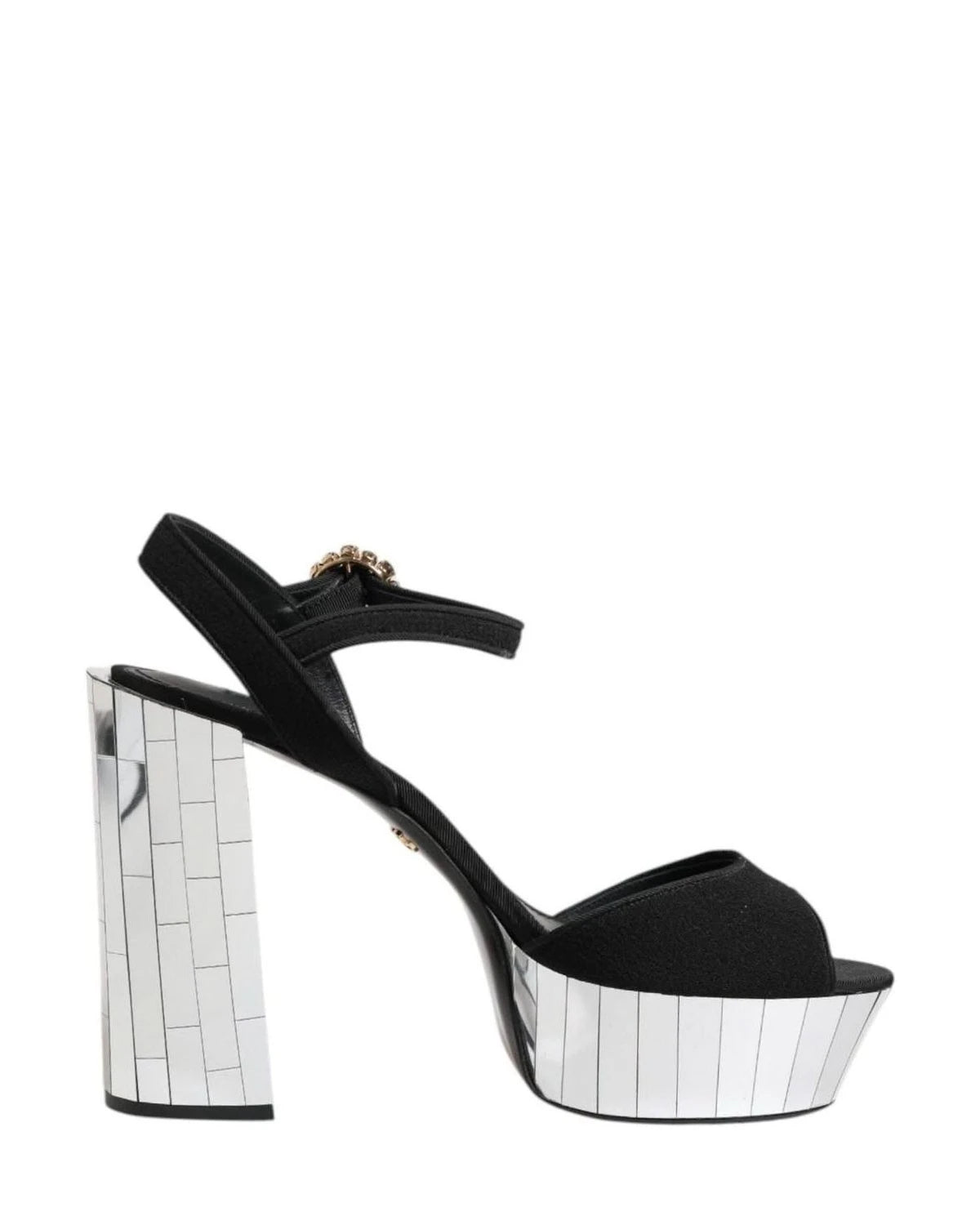 Dolce & Gabbana Black Crystal Ankle Strap Keira Sandals Shoes Heels