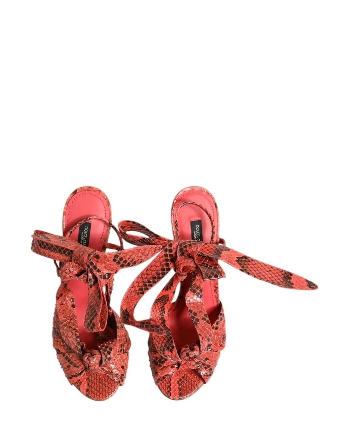 Dolce & Gabbana Coral Leather Python Heels Sandals Shoes Heels