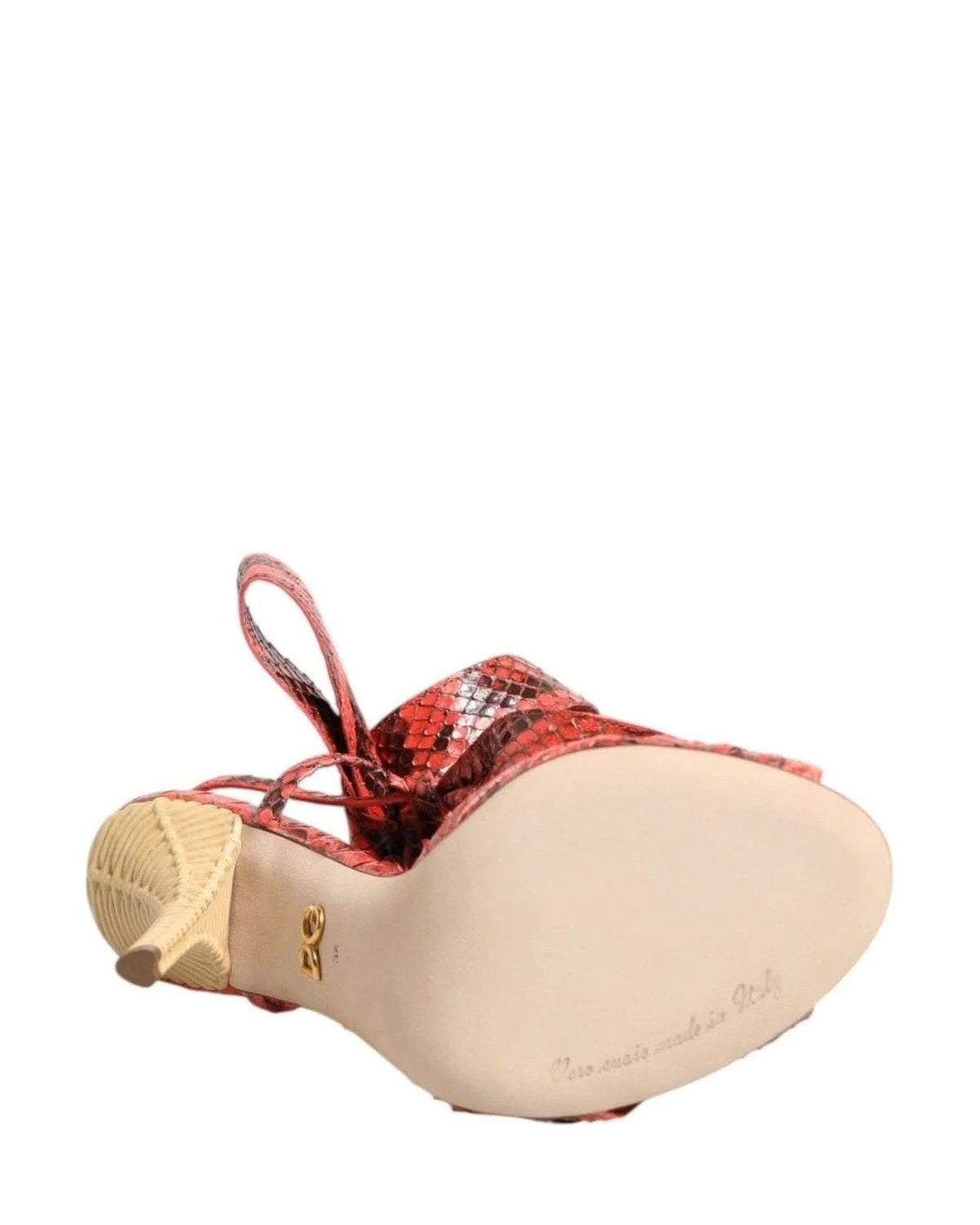 Dolce & Gabbana Coral Leather Python Heels Sandals Shoes Heels