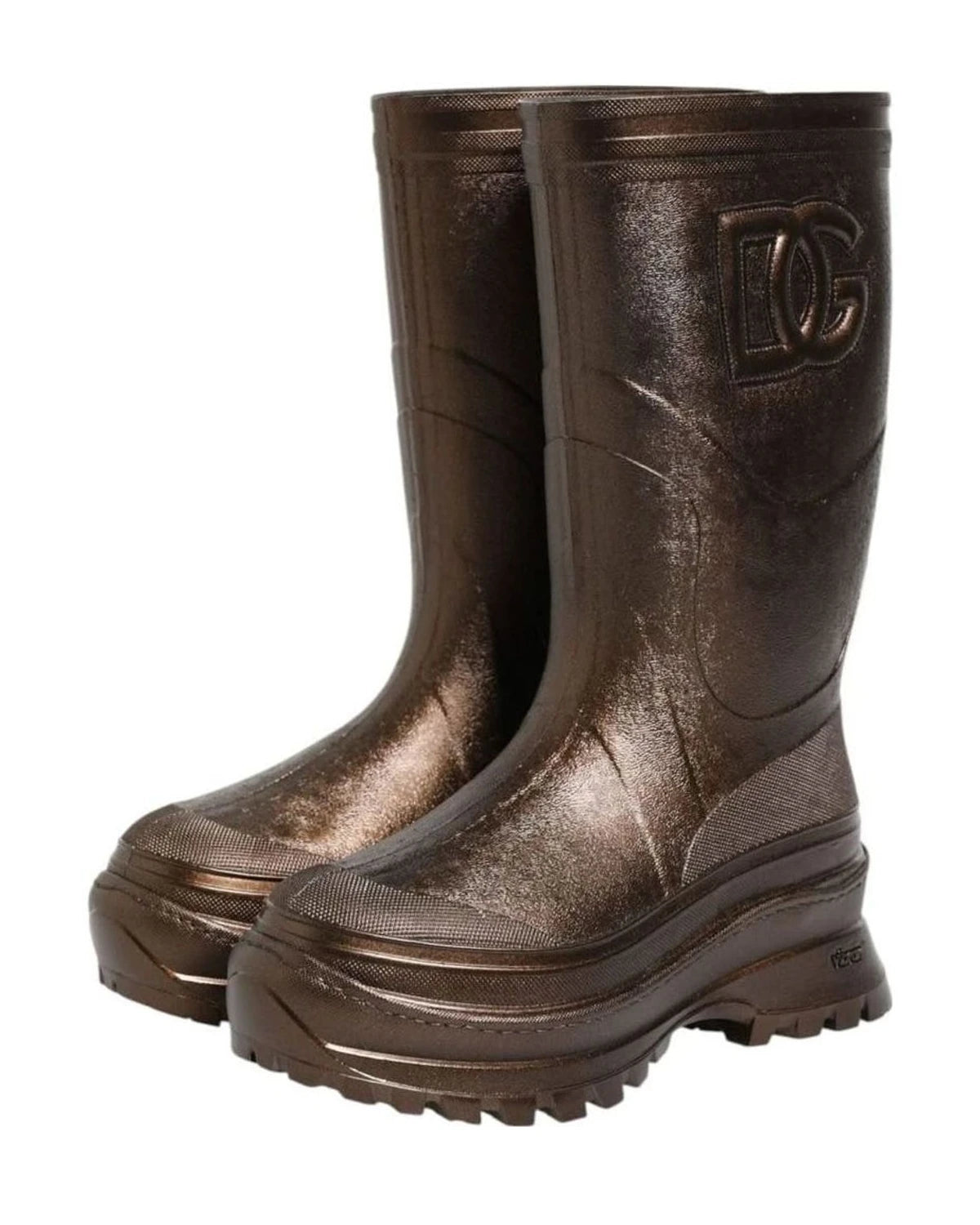 Dolce & Gabbana Bronze Metallic Pull On Rain Boots Shoes Boots