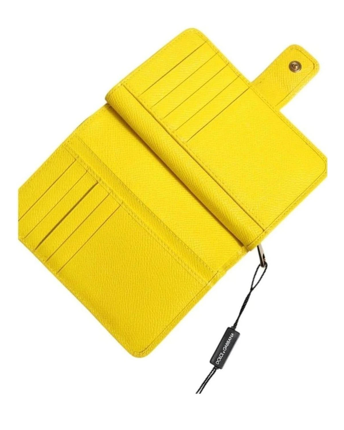 Dolce & Gabbana Yellow Leather Bifold Continental Clutch Wallet Wallets