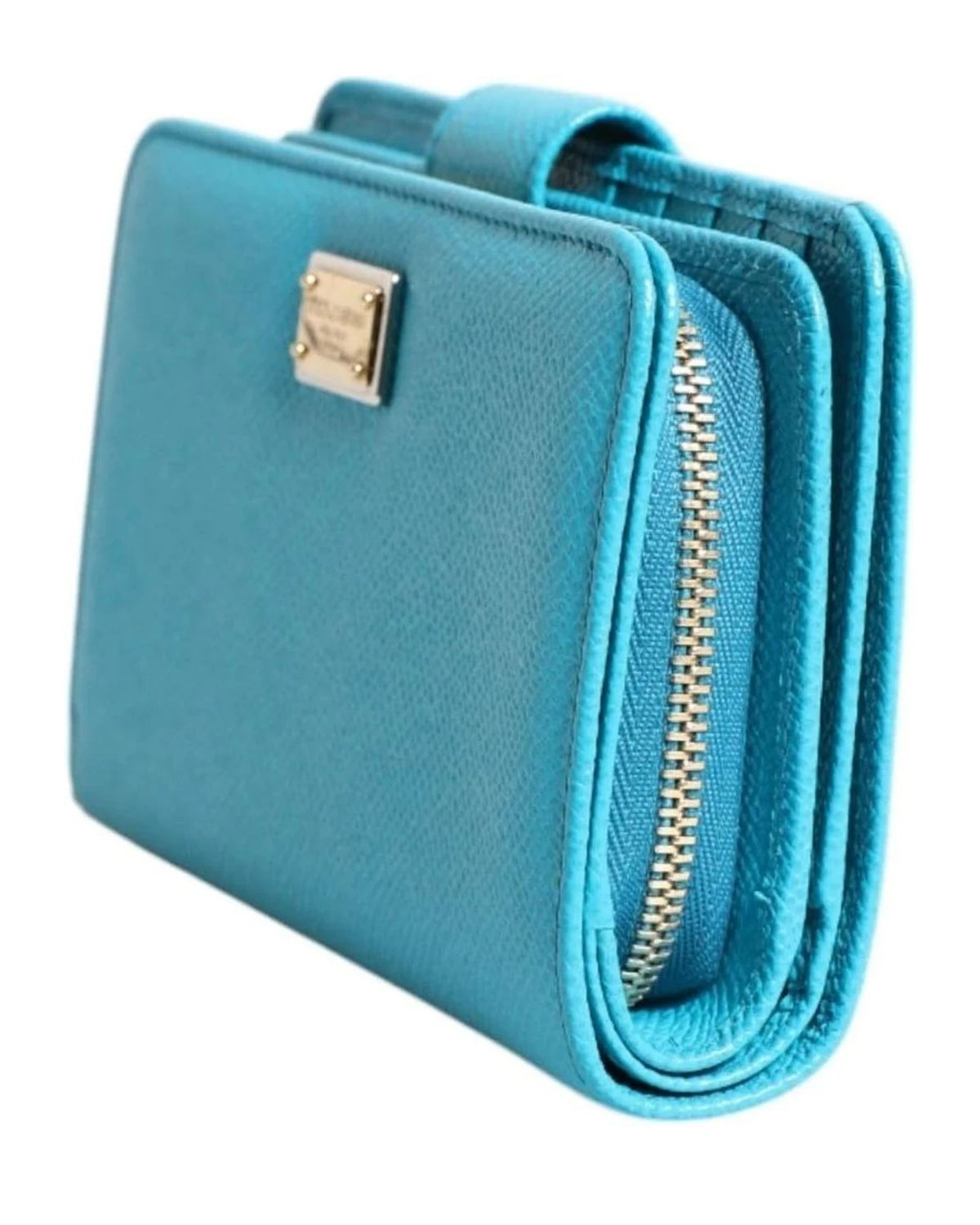 Dolce & Gabbana Light Blue Leather Bifold Continental Clutch Wallet Wallets