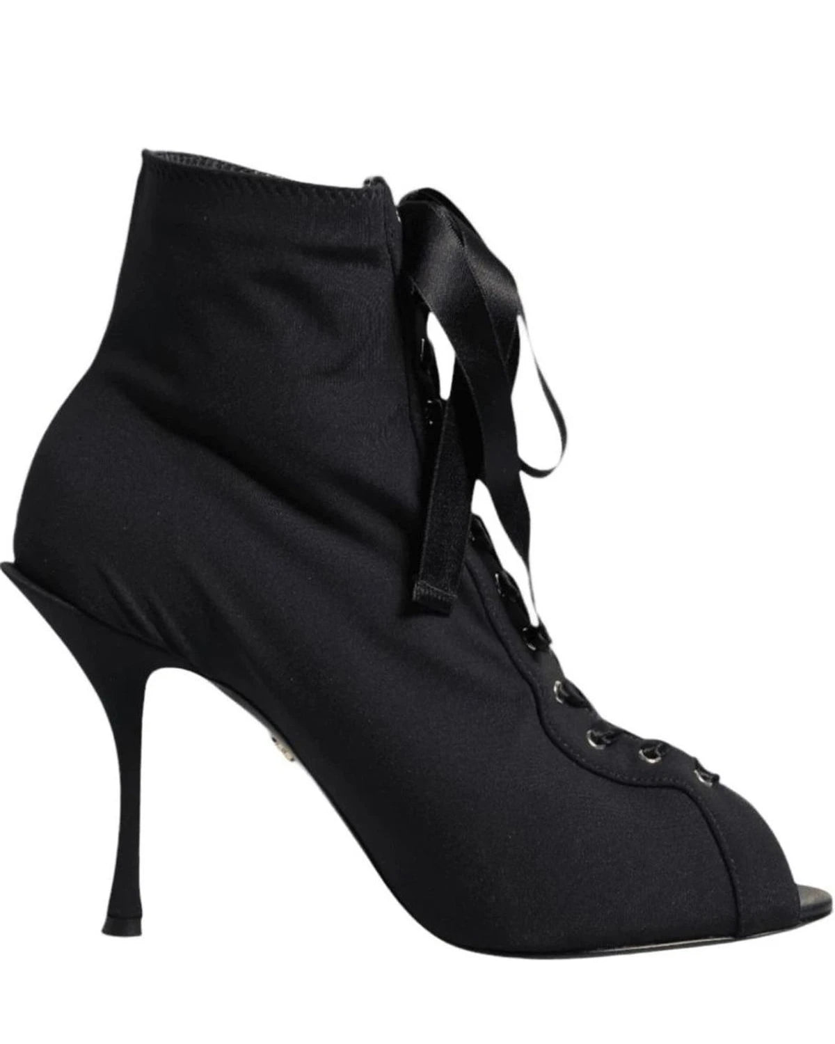 Dolce & Gabbana Black Lace Stiletto Heels Up Boots Shoes Boots