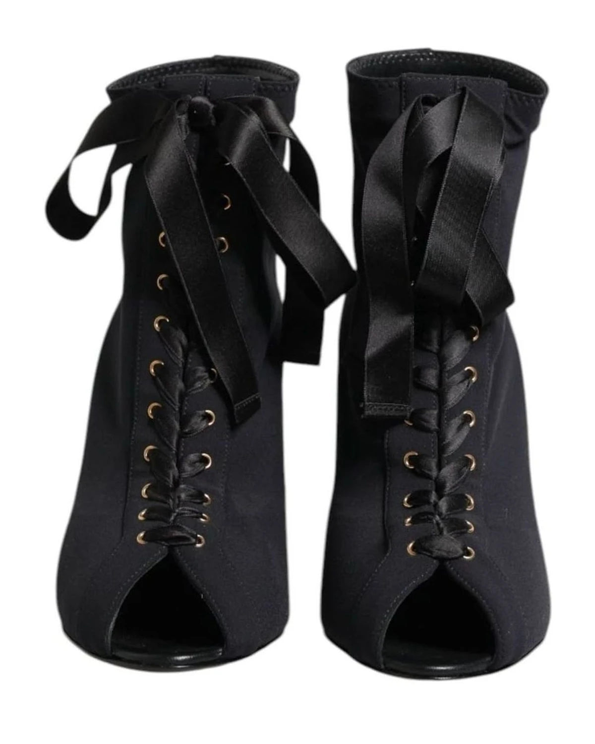 Dolce & Gabbana Black Lace Stiletto Heels Up Boots Shoes Boots
