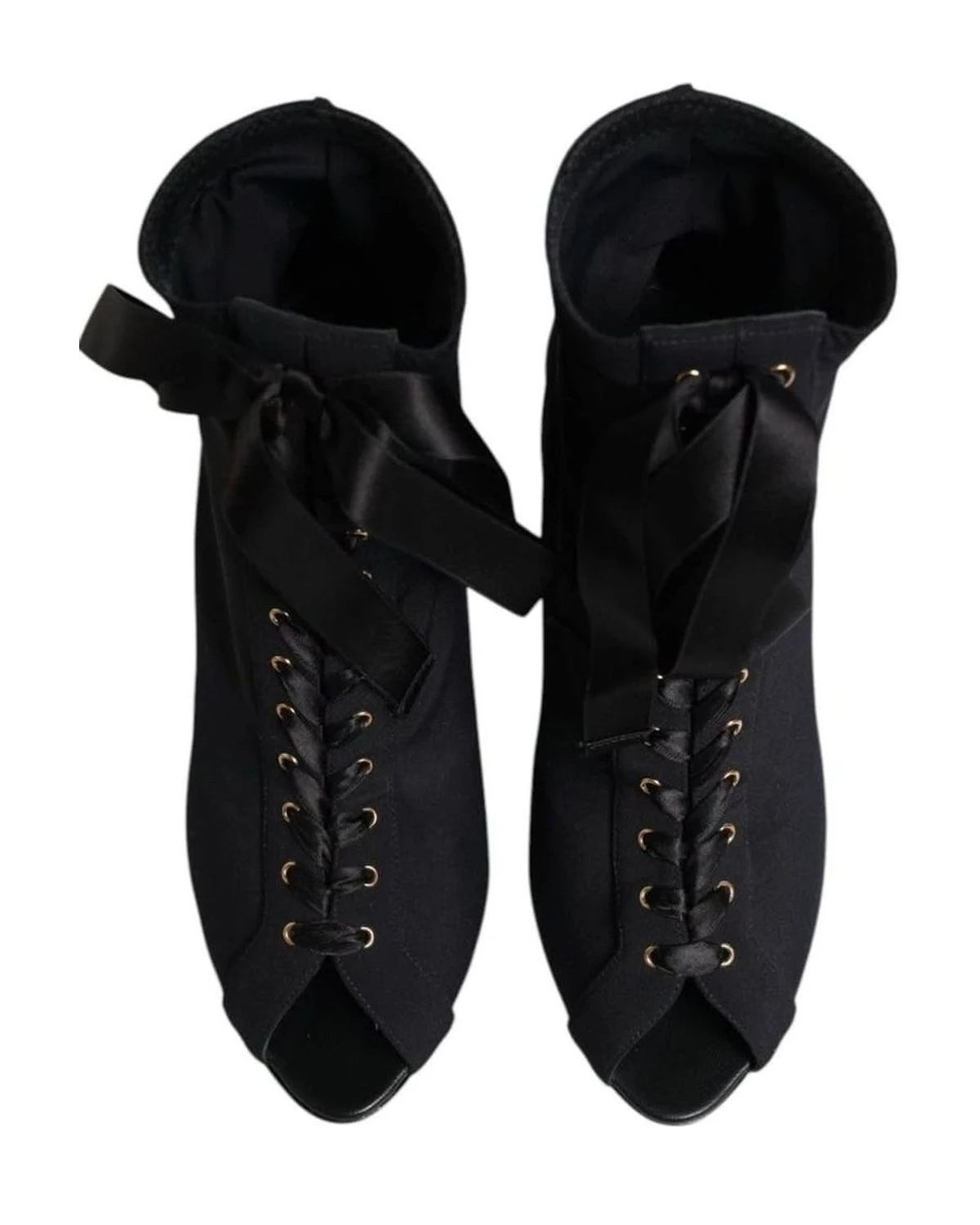 Dolce & Gabbana Black Lace Stiletto Heels Up Boots Shoes Boots