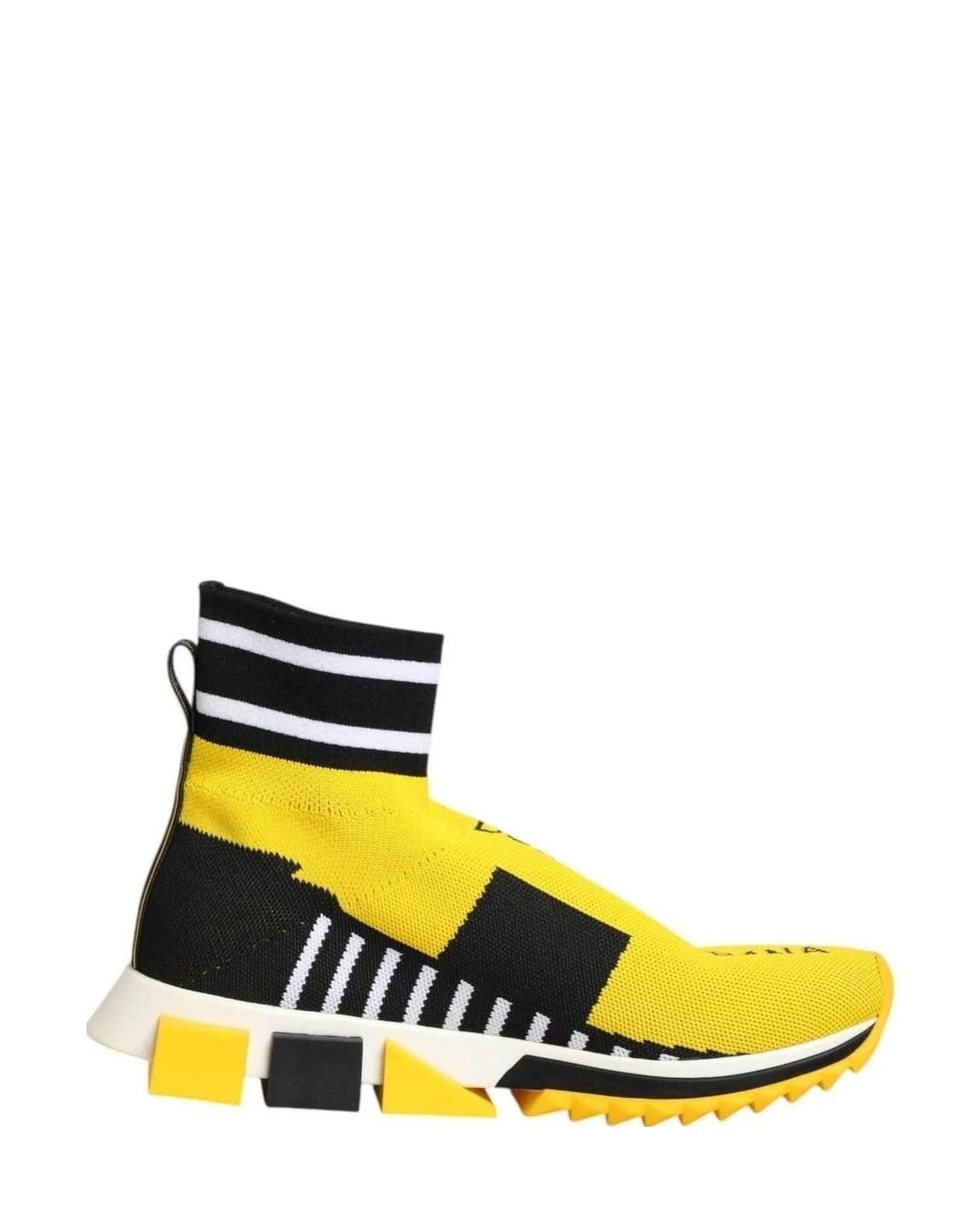 Dolce & Gabbana Black Yellow Sorrento Socks Sneakers Shoes Sneakers