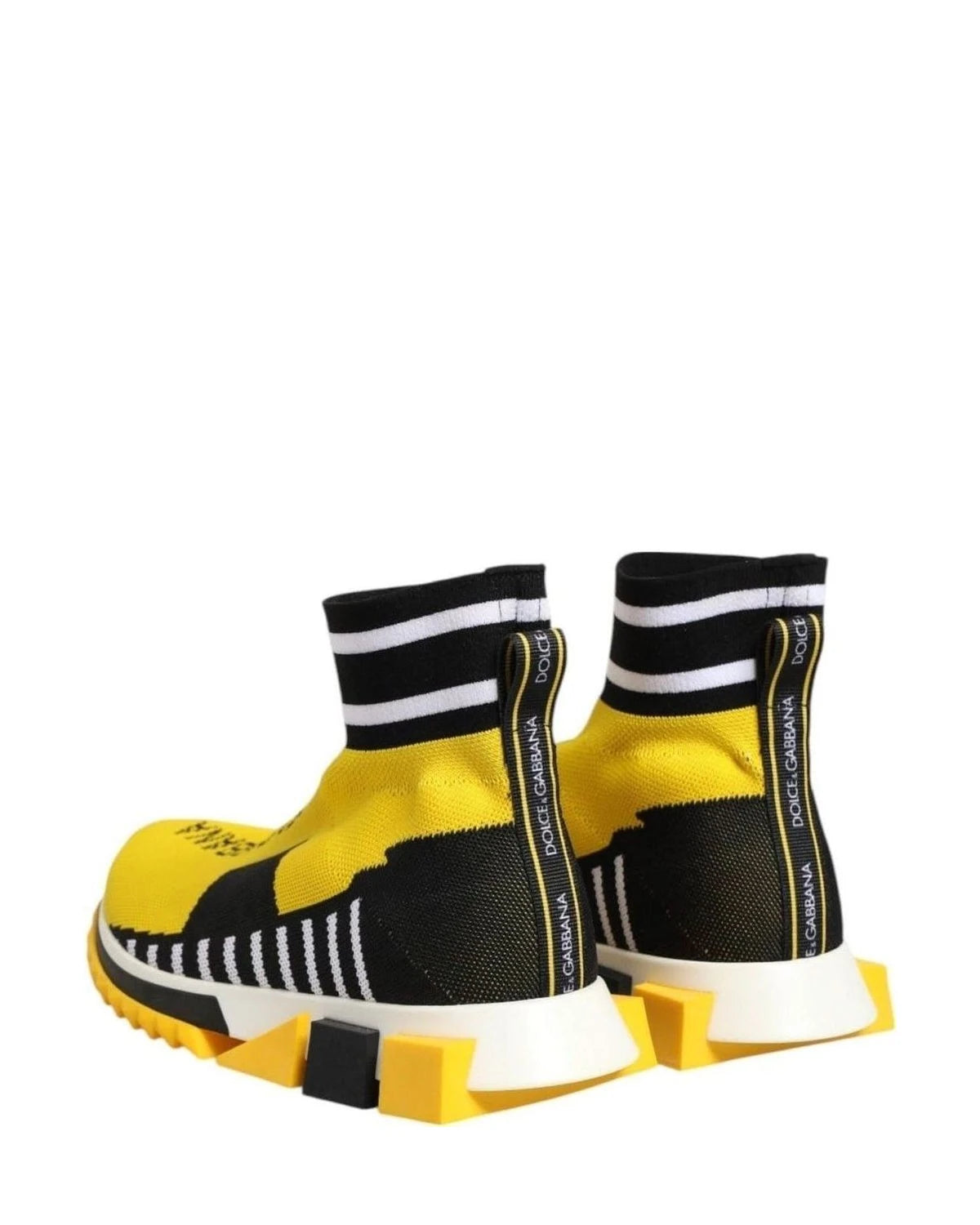Dolce & Gabbana Black Yellow Sorrento Socks Sneakers Shoes Sneakers