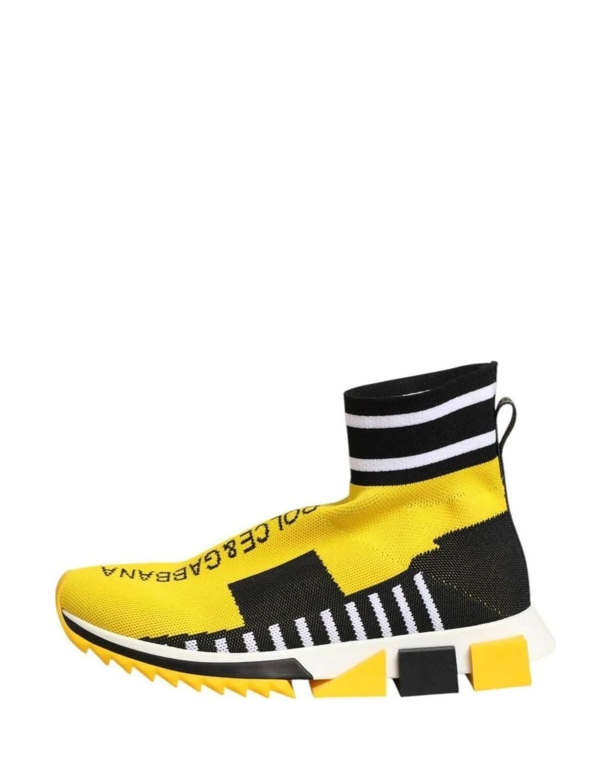 Dolce & Gabbana Black Yellow Sorrento Socks Sneakers Shoes Sneakers