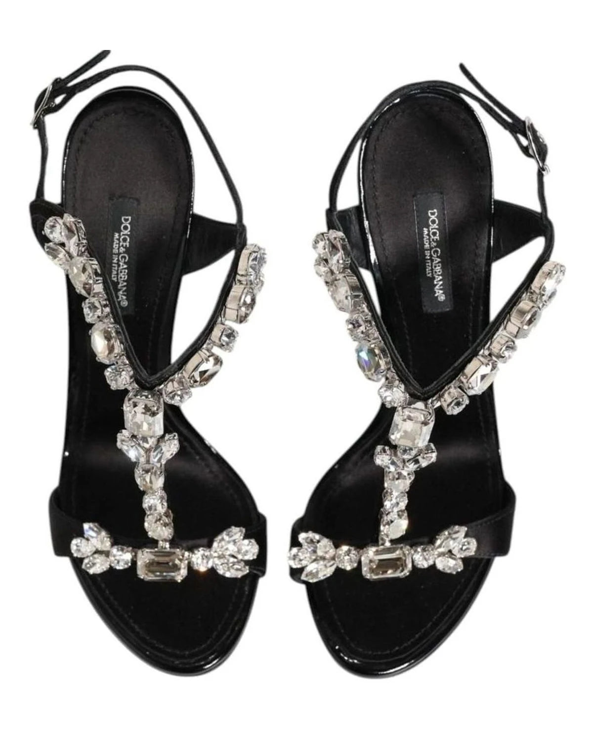 Dolce & Gabbana Black Keira Crystals Heels Sandals Shoes Heels
