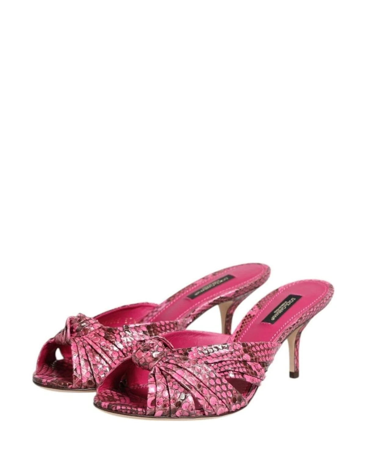 Dolce & Gabbana Pink Leather Heels Slides Sandals Shoes Heels