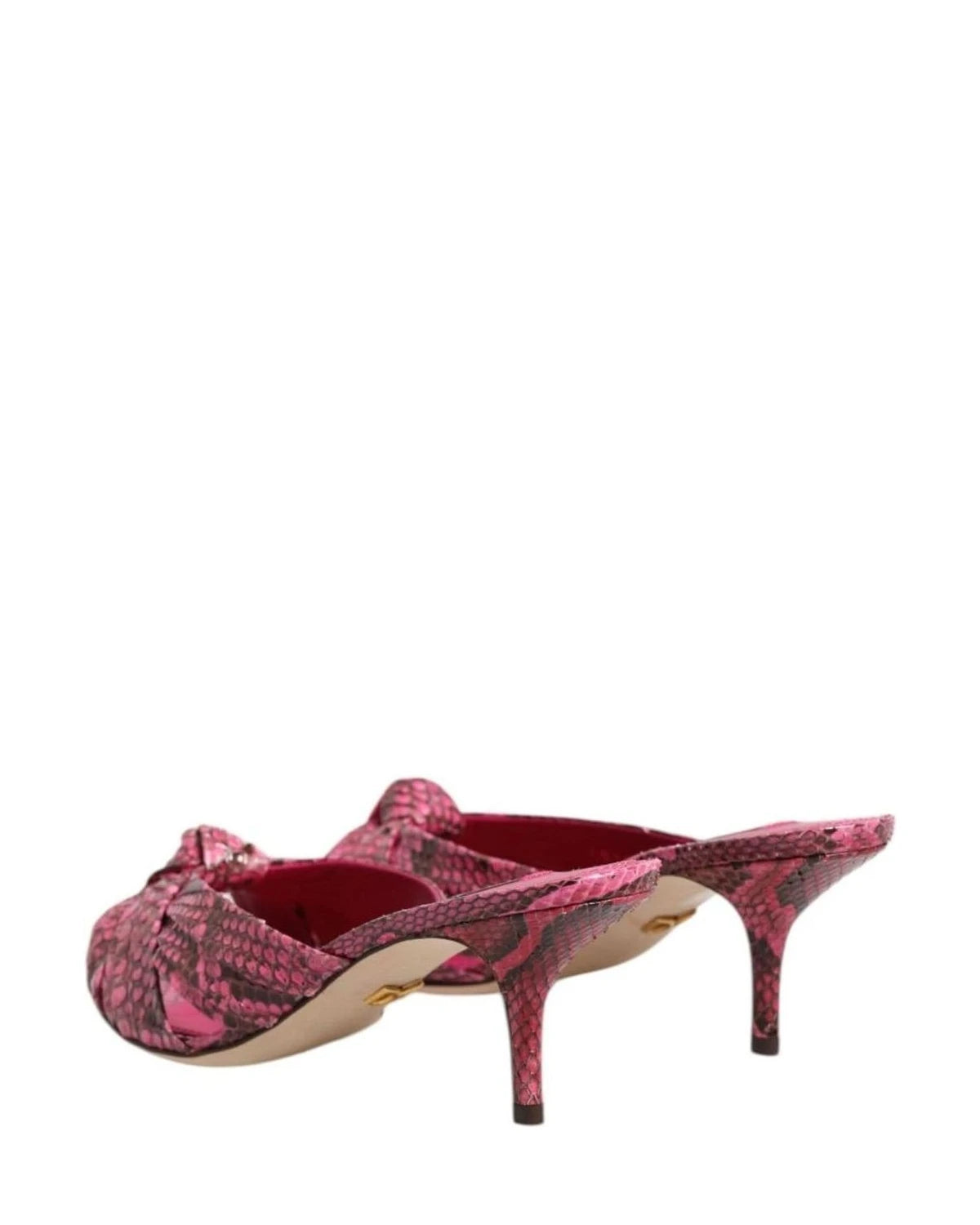 Dolce & Gabbana Pink Leather Heels Slides Sandals Shoes Heels