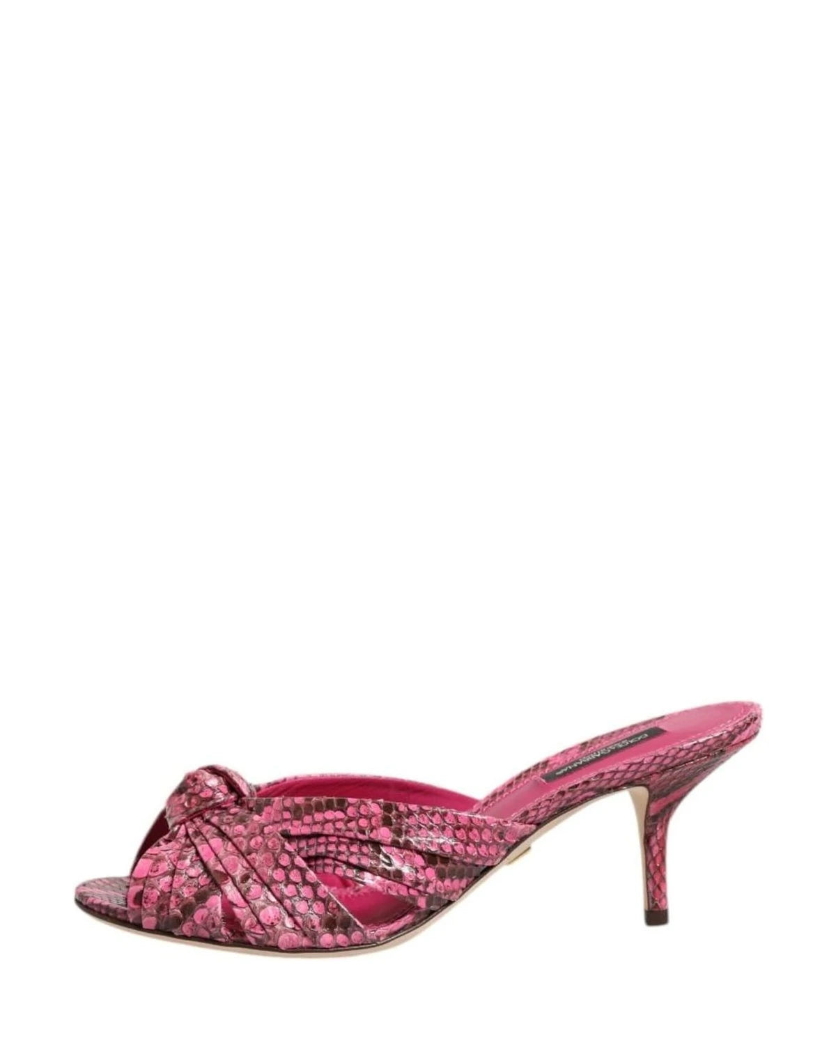 Dolce & Gabbana Pink Leather Heels Slides Sandals Shoes Heels