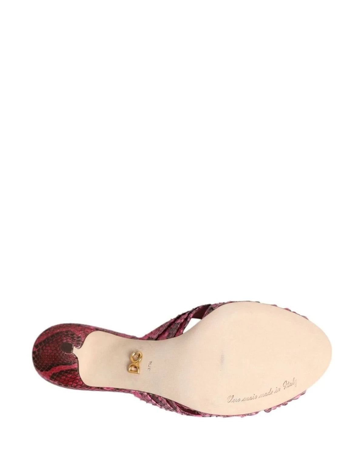 Dolce & Gabbana Pink Leather Heels Slides Sandals Shoes Heels