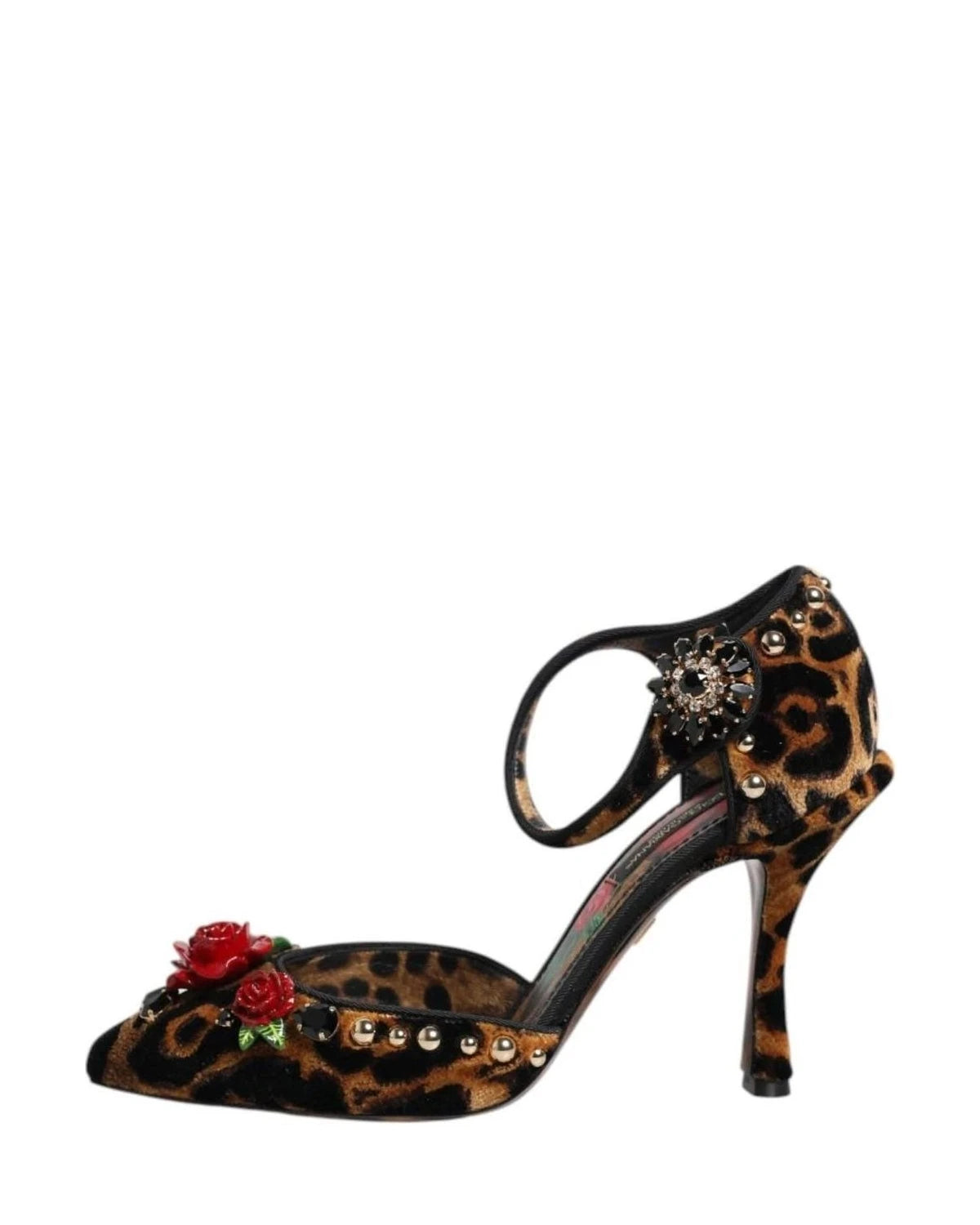 Dolce & Gabbana Brown Leopard Crystal Roses Pumps Shoes Heels