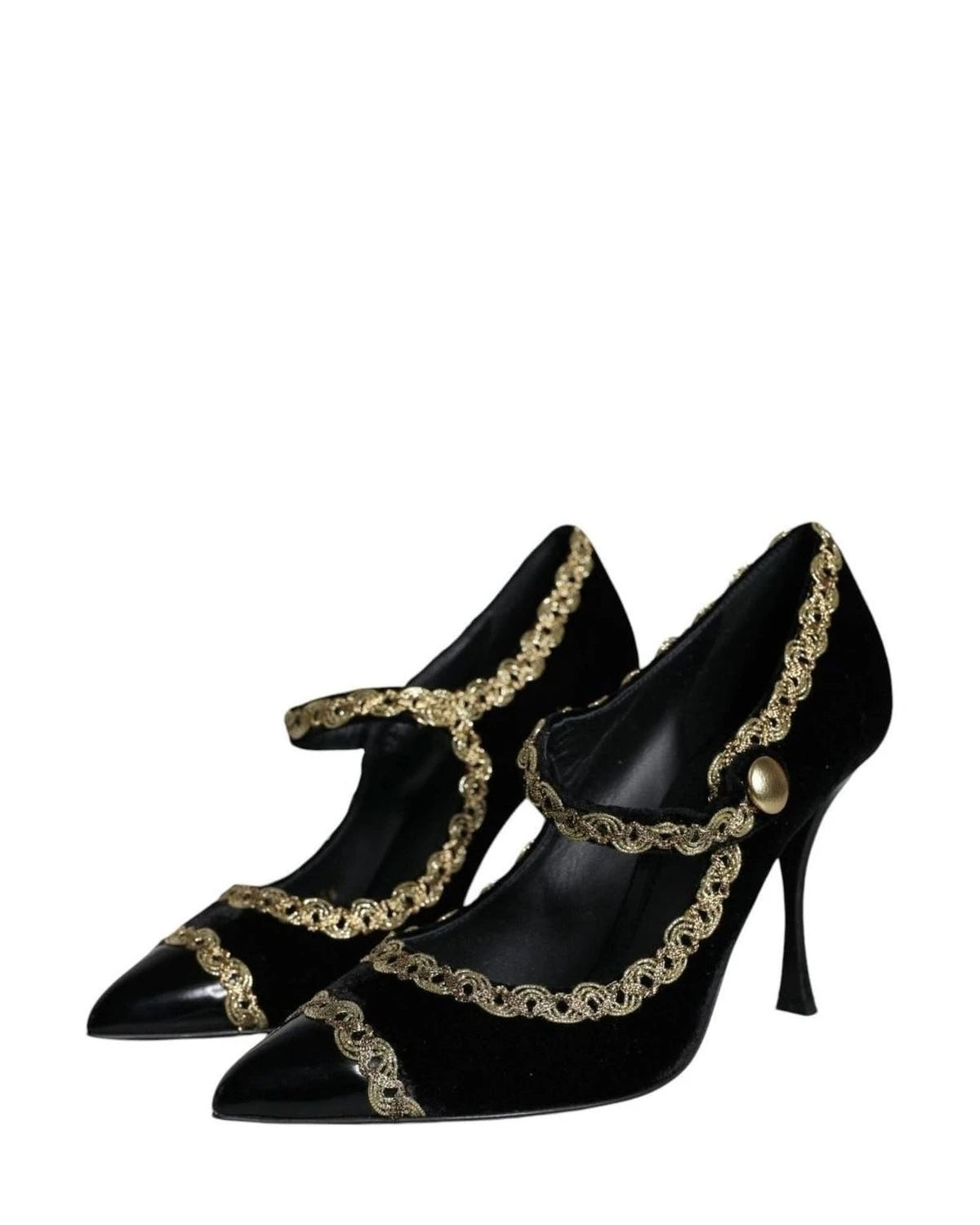 Dolce & Gabbana Black Velvet Mary Janes Pumps Shoes Heels