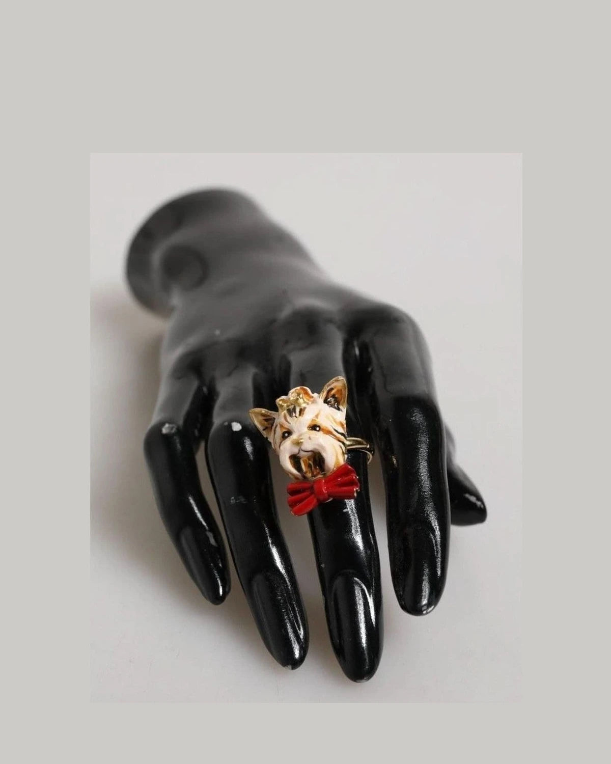Dolce & Gabbana Beige Brass Resin Dog Pet Accessory Ring Rings