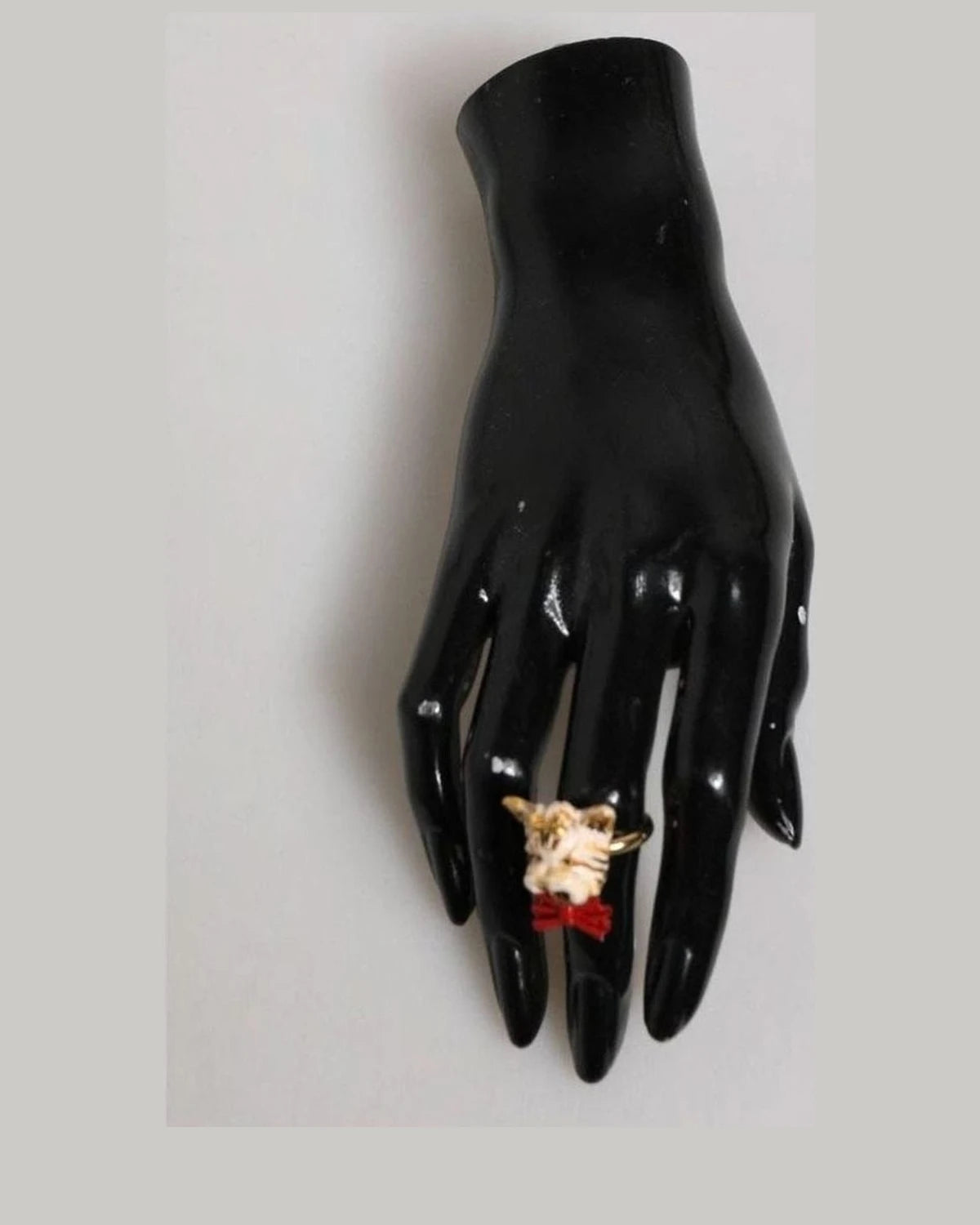 Dolce & Gabbana Beige Brass Resin Dog Pet Accessory Ring Rings