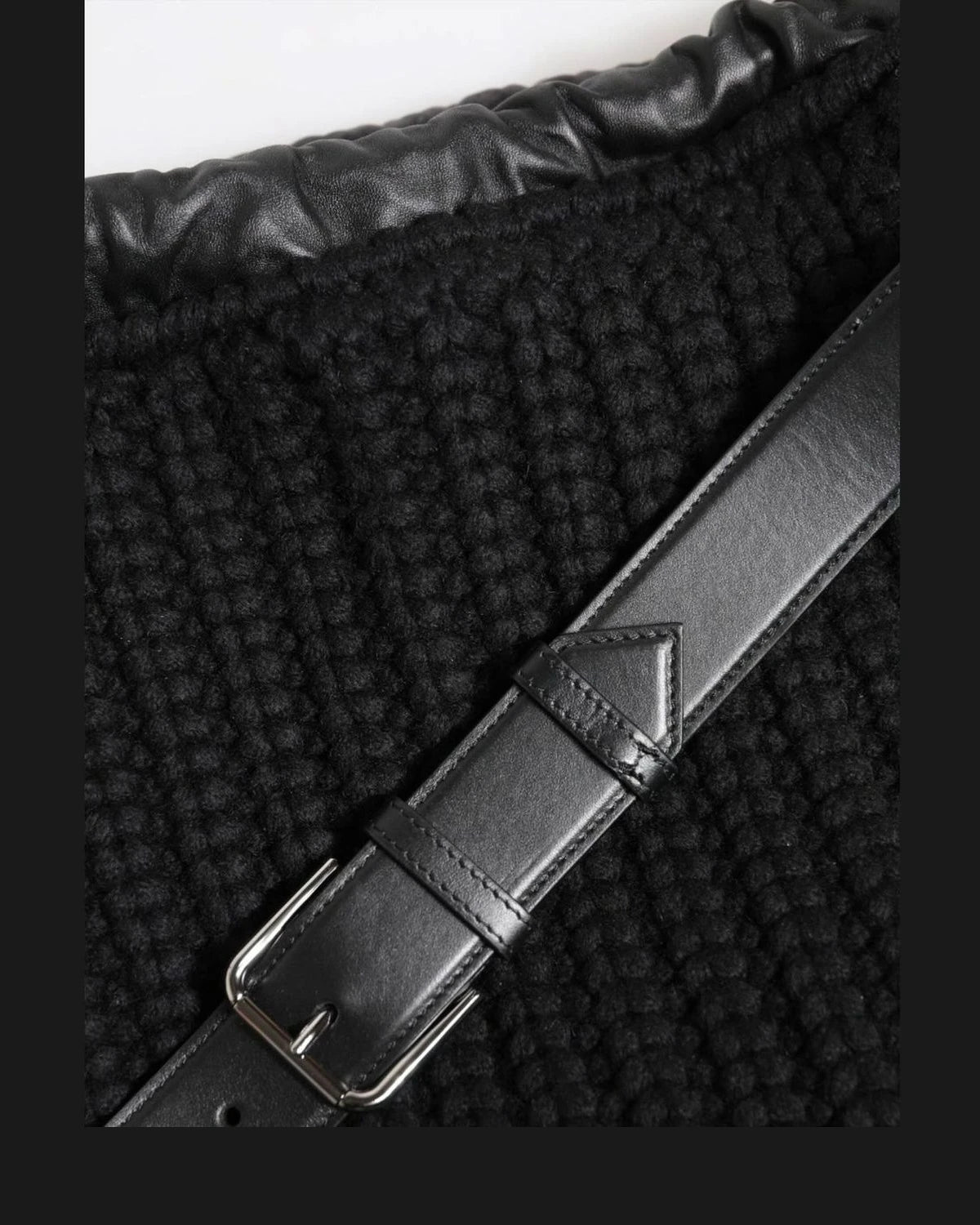Dolce & Gabbana Black Leather Cashmere Knitted Shoulder Women Borse Bag Shoulder Bags