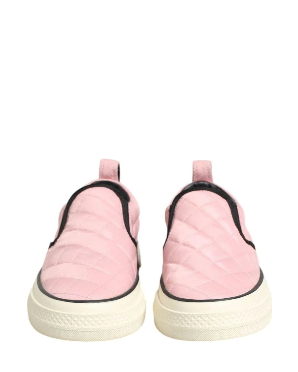 Dolce & Gabbana Pink Nylon Quilted Slip On Sneaker Shoes Sneakers