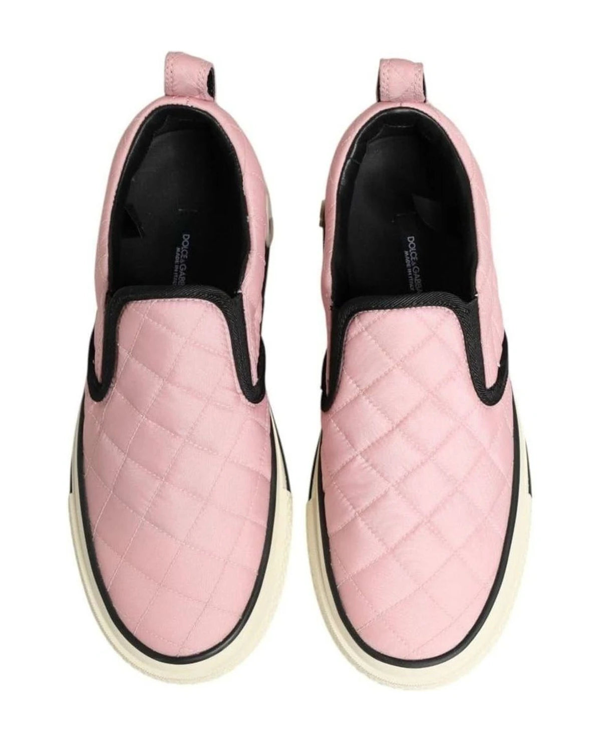 Dolce & Gabbana Pink Nylon Quilted Slip On Sneaker Shoes Sneakers