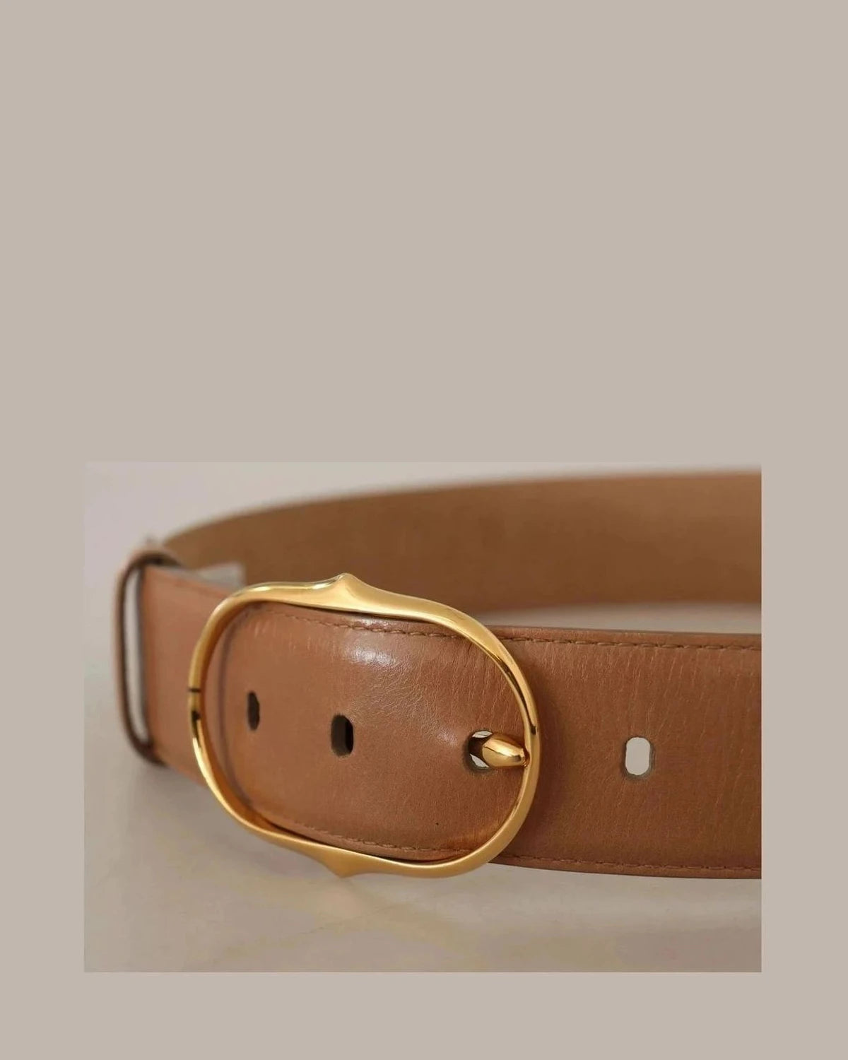Costume National Brown Leather Metal Oval Buckle Belt Belts