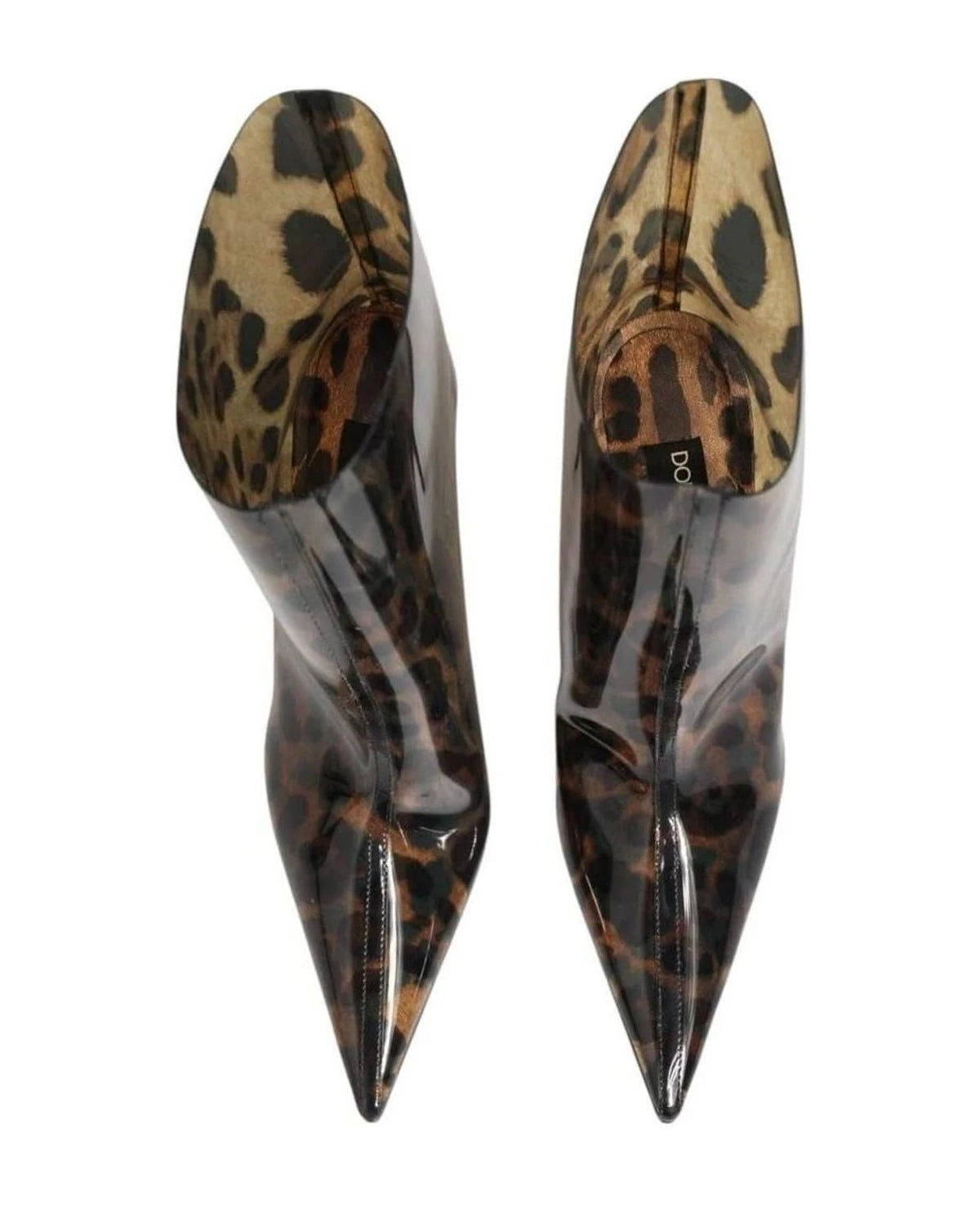 Dolce & Gabbana Leopard Print Pvc Pointed Toe Boots Shoes Boots