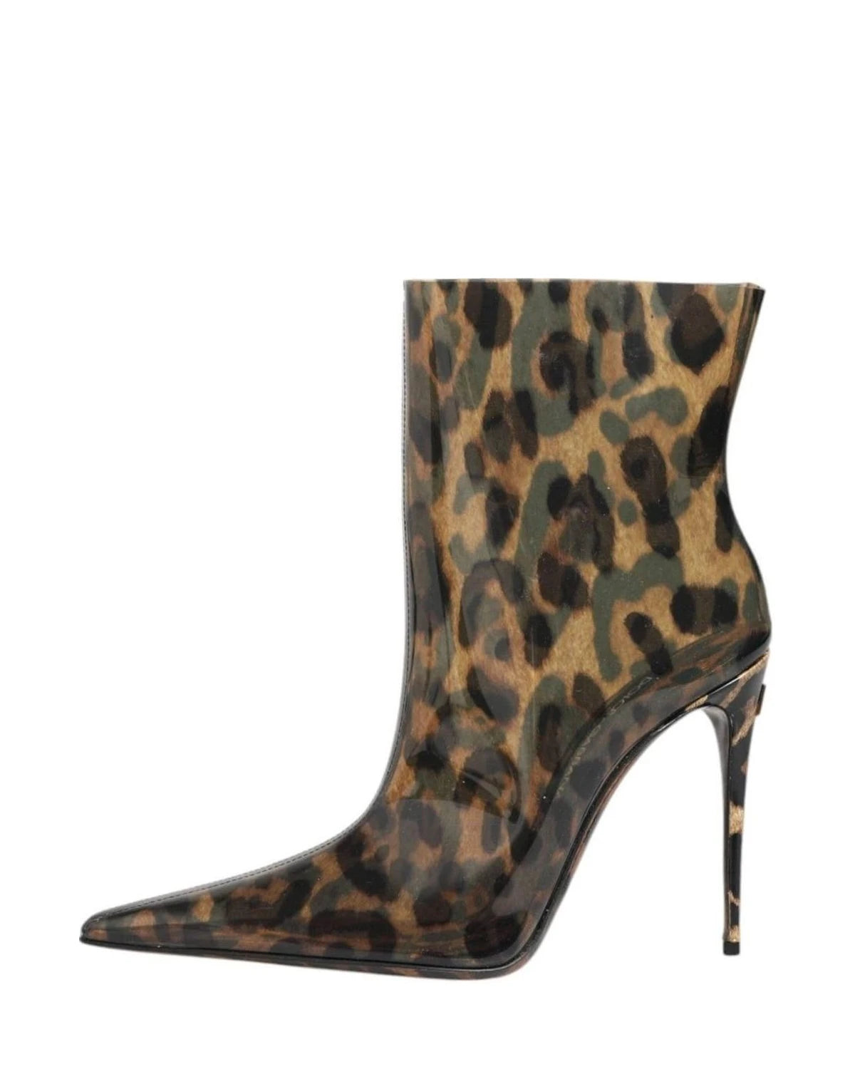 Dolce & Gabbana Leopard Print Pvc Pointed Toe Boots Shoes Boots