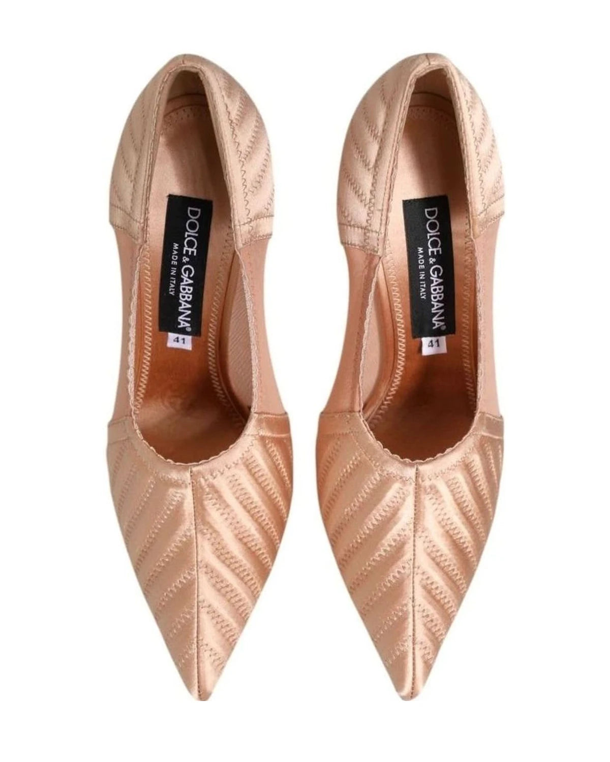 Dolce & Gabbana Nude Satin Cipria Mesh Stiletto Pumps Shoes Heels
