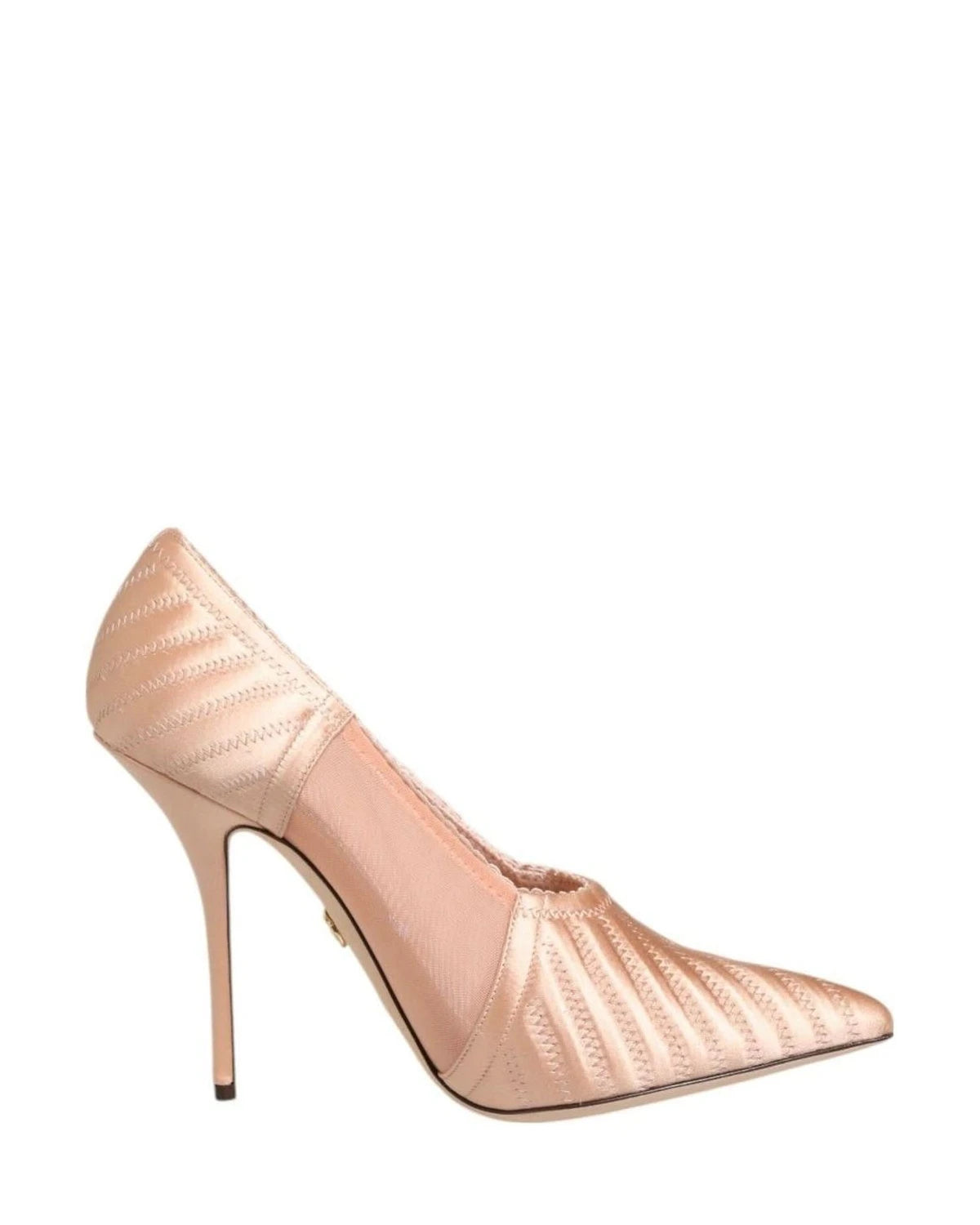 Dolce & Gabbana Nude Satin Cipria Mesh Stiletto Pumps Shoes Heels
