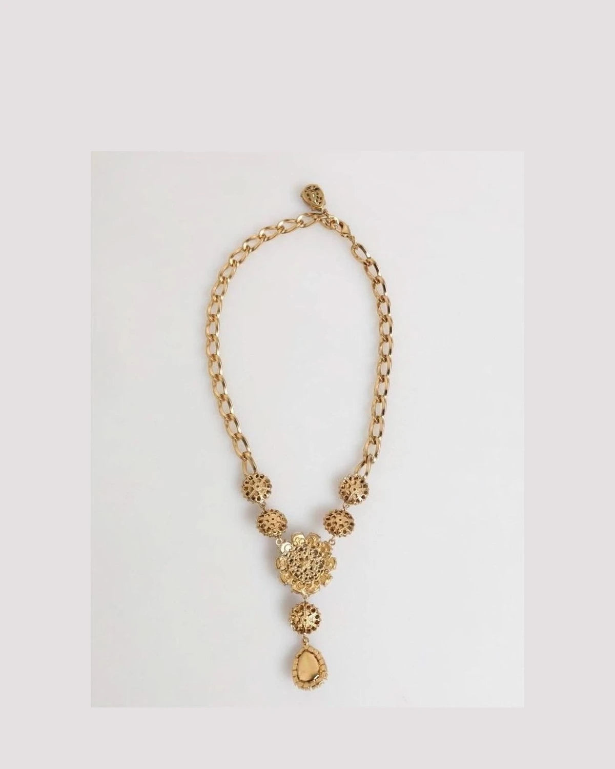 Dolce & Gabbana Purple Brass Crystal Pearl Floral Pendant Jewelry Necklace Necklaces