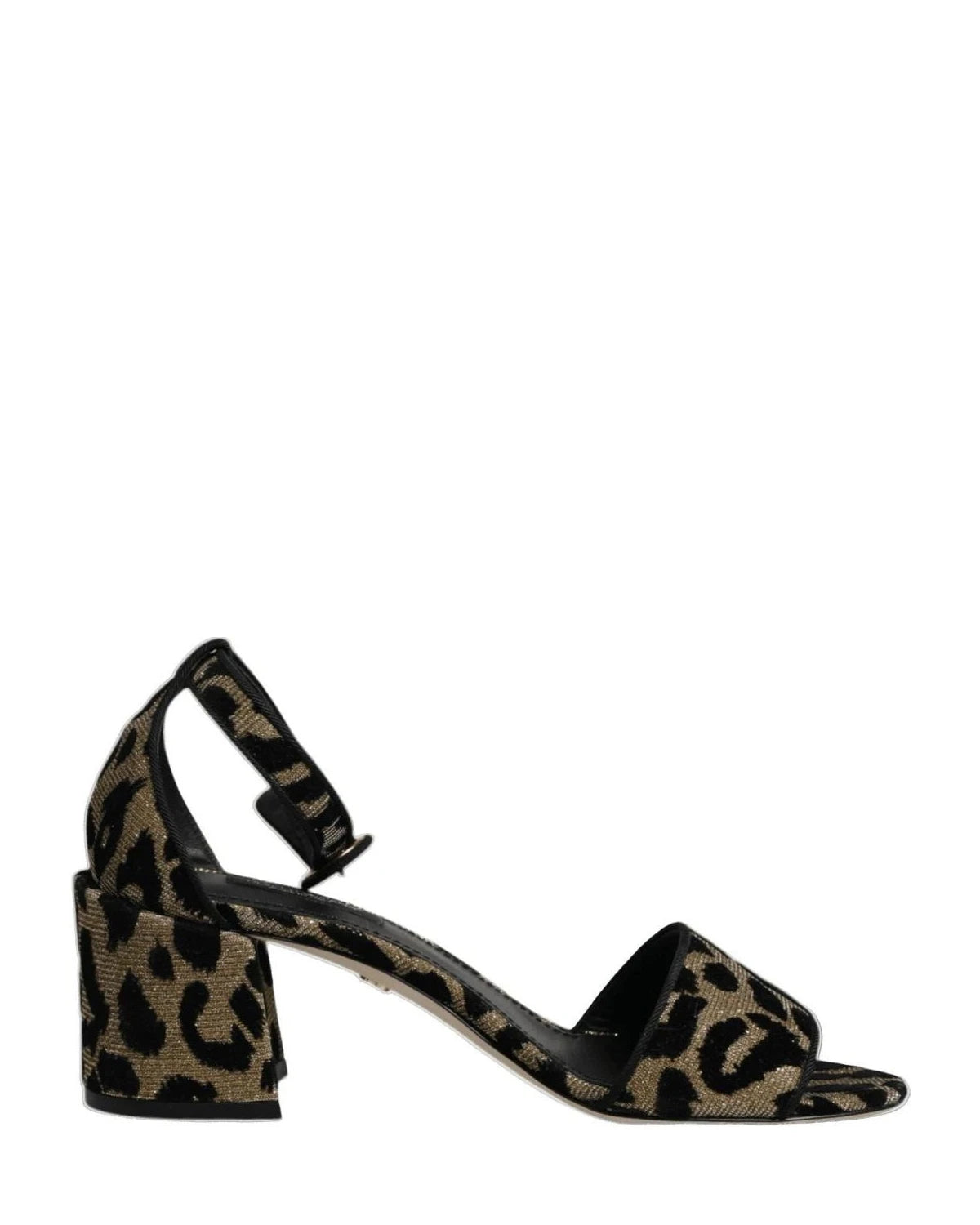 Dolce & Gabbana Gold Leopard Ankle Strap Heels Sandals Shoes Heels