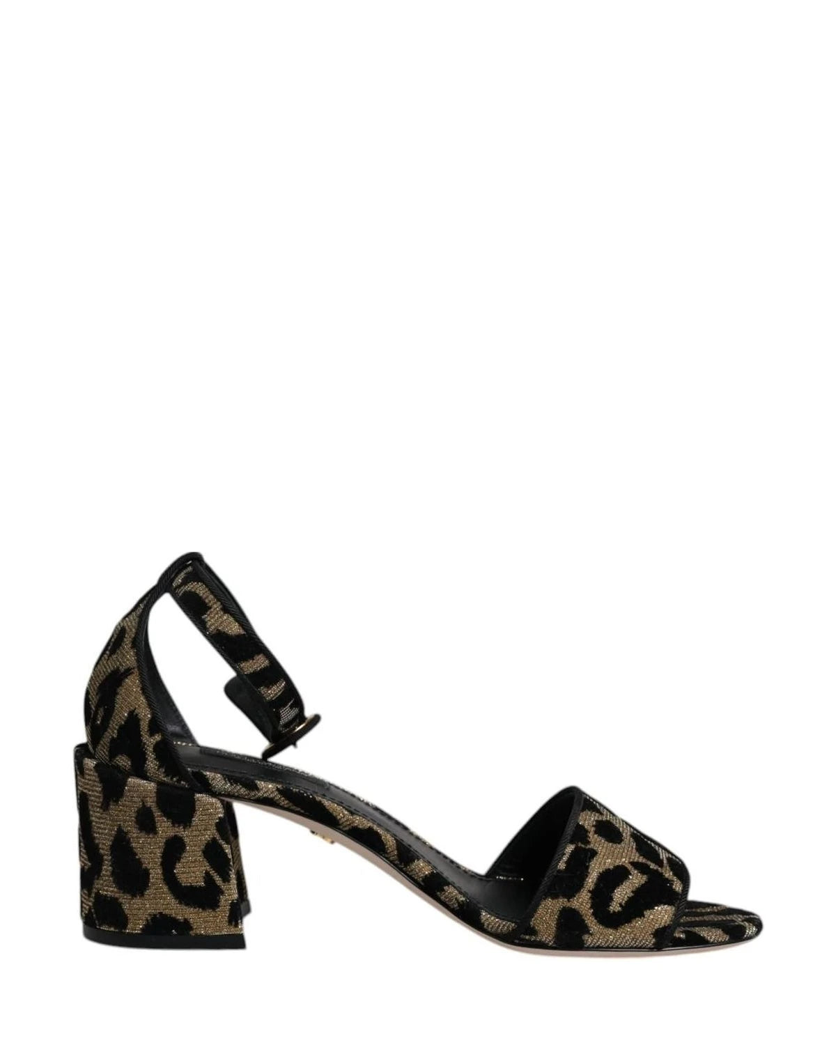 Dolce & Gabbana Gold Leopard Ankle Strap Heels Sandals Shoes Heels