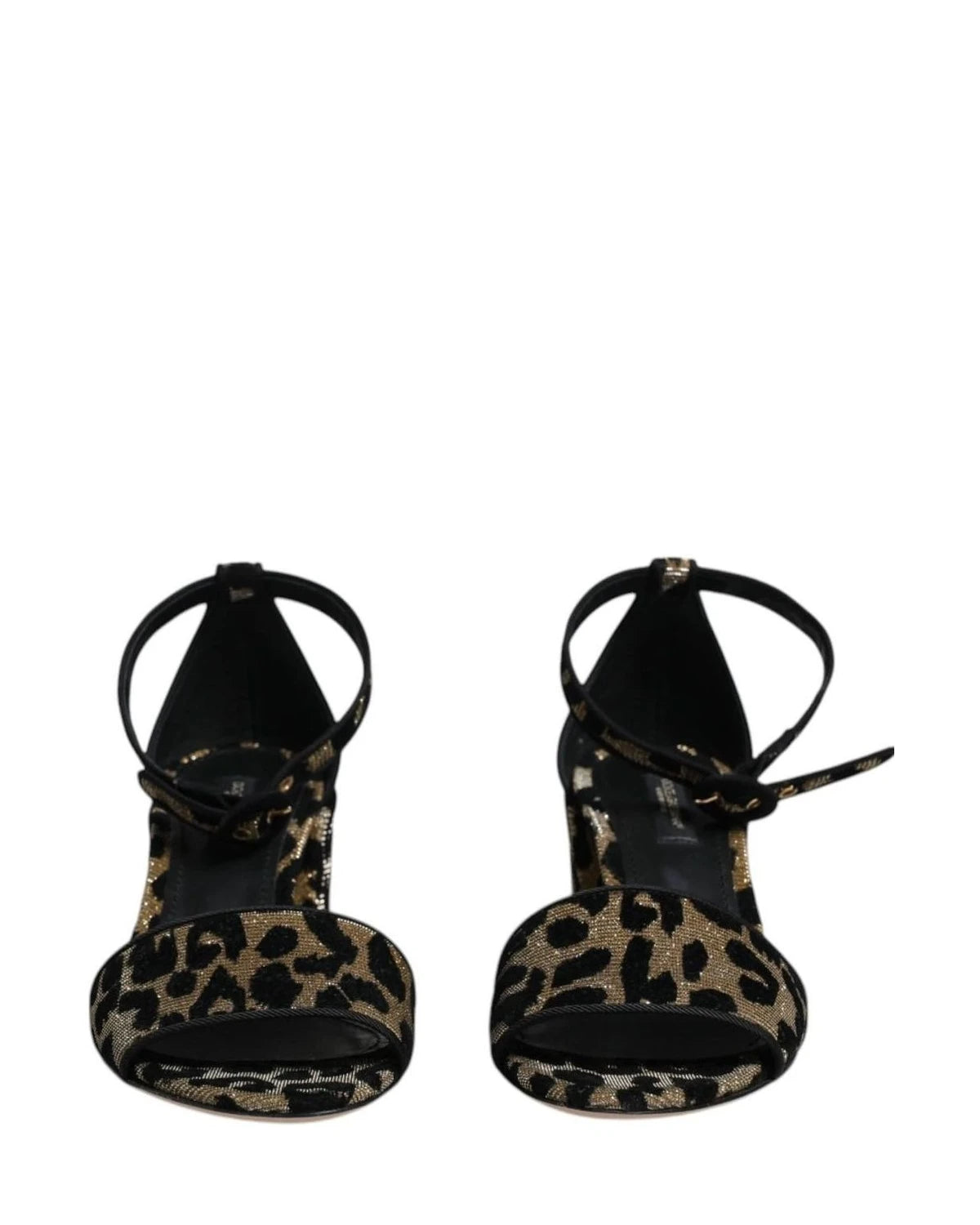 Dolce & Gabbana Gold Leopard Ankle Strap Heels Sandals Shoes Heels