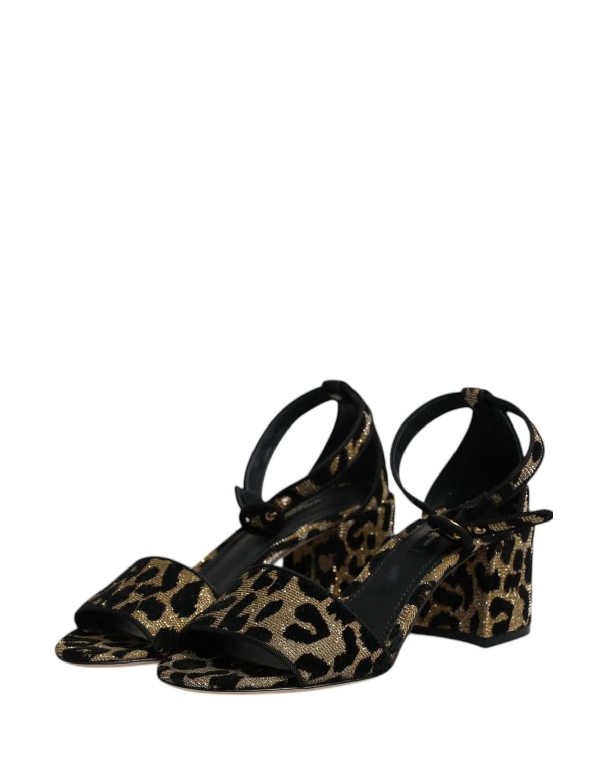 Dolce & Gabbana Gold Leopard Ankle Strap Heels Sandals Shoes Heels
