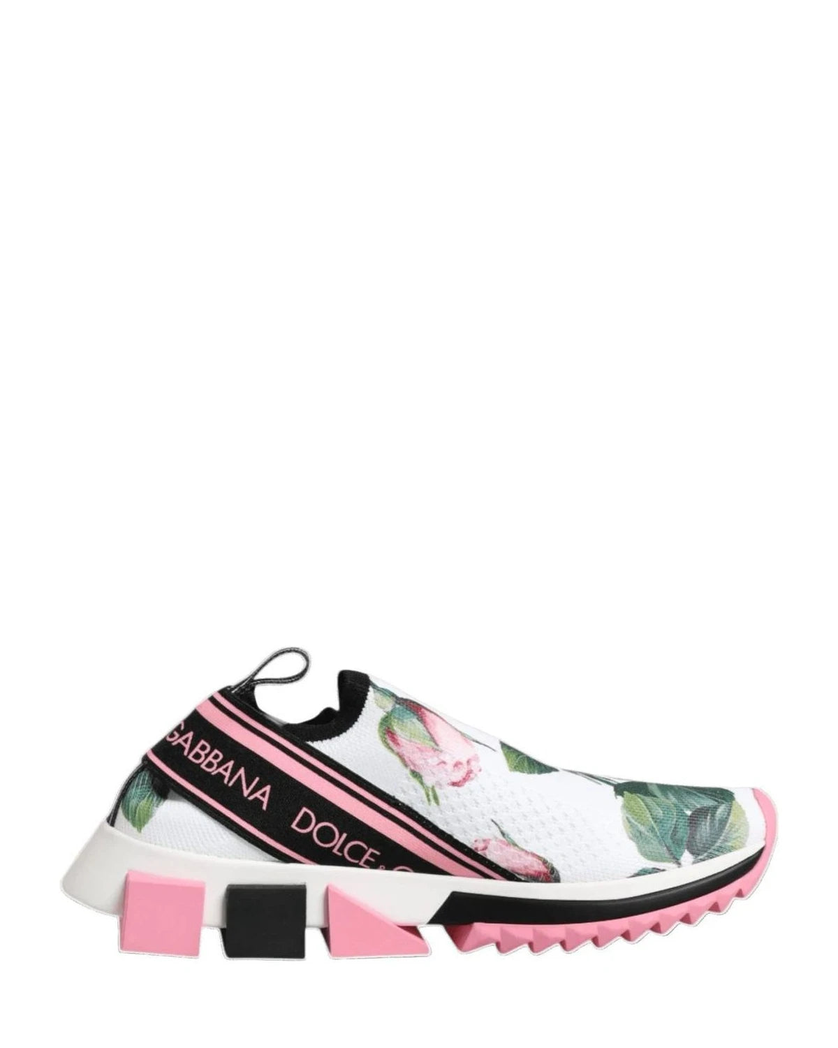 Dolce & Gabbana White Rose Print Sorrento Sneakers Shoes Sneakers