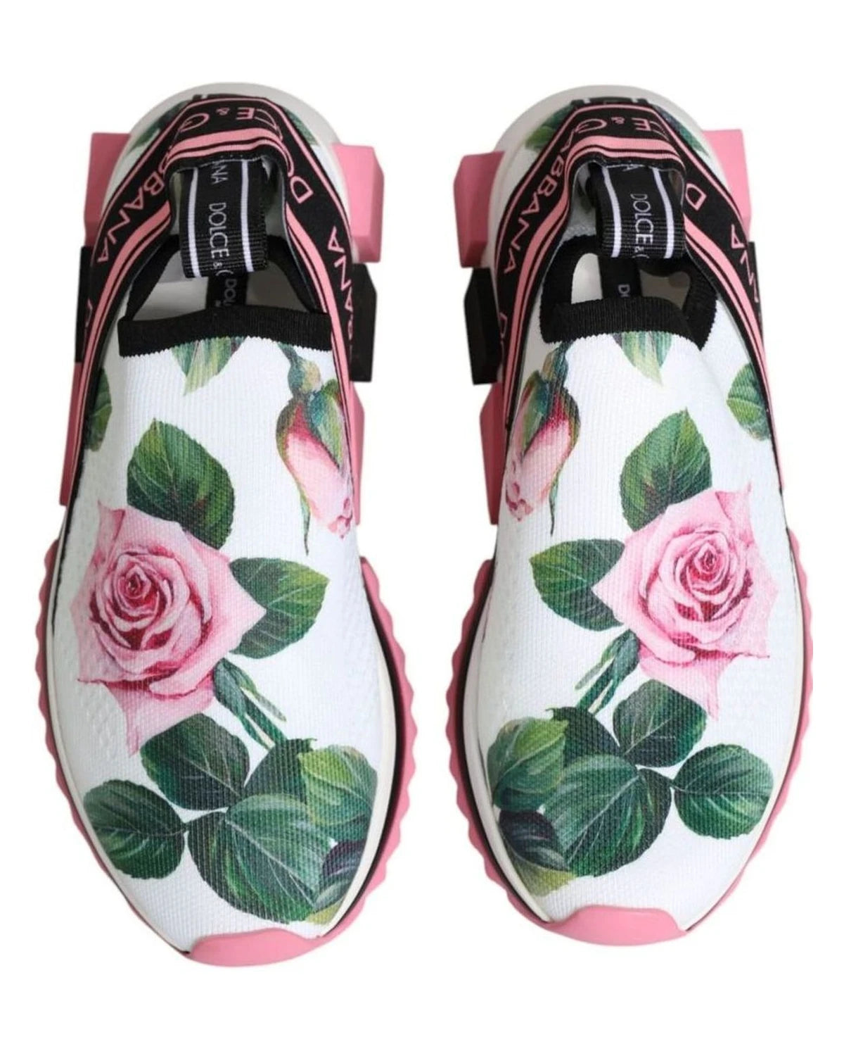 Dolce & Gabbana White Rose Print Sorrento Sneakers Shoes Sneakers