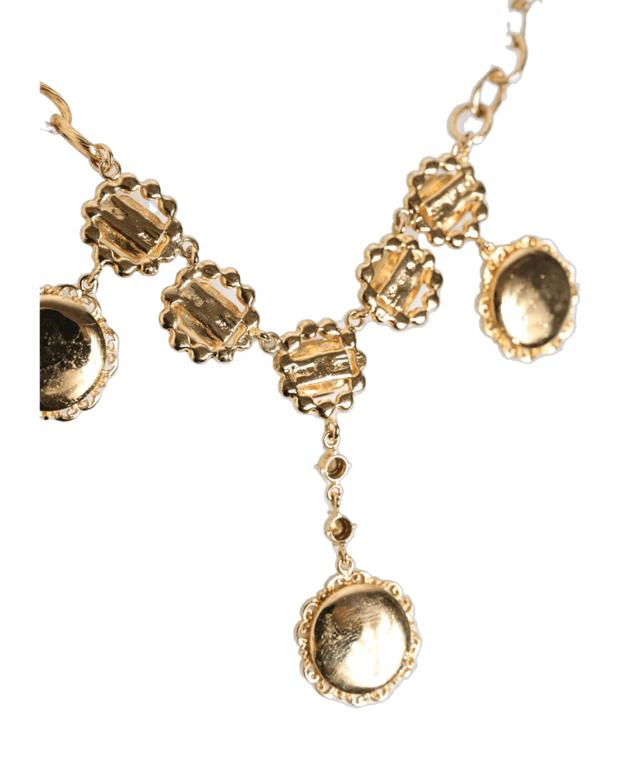 Dolce & Gabbana Gold Crystal Clock Pendant Statement Jewelry Necklace Necklaces