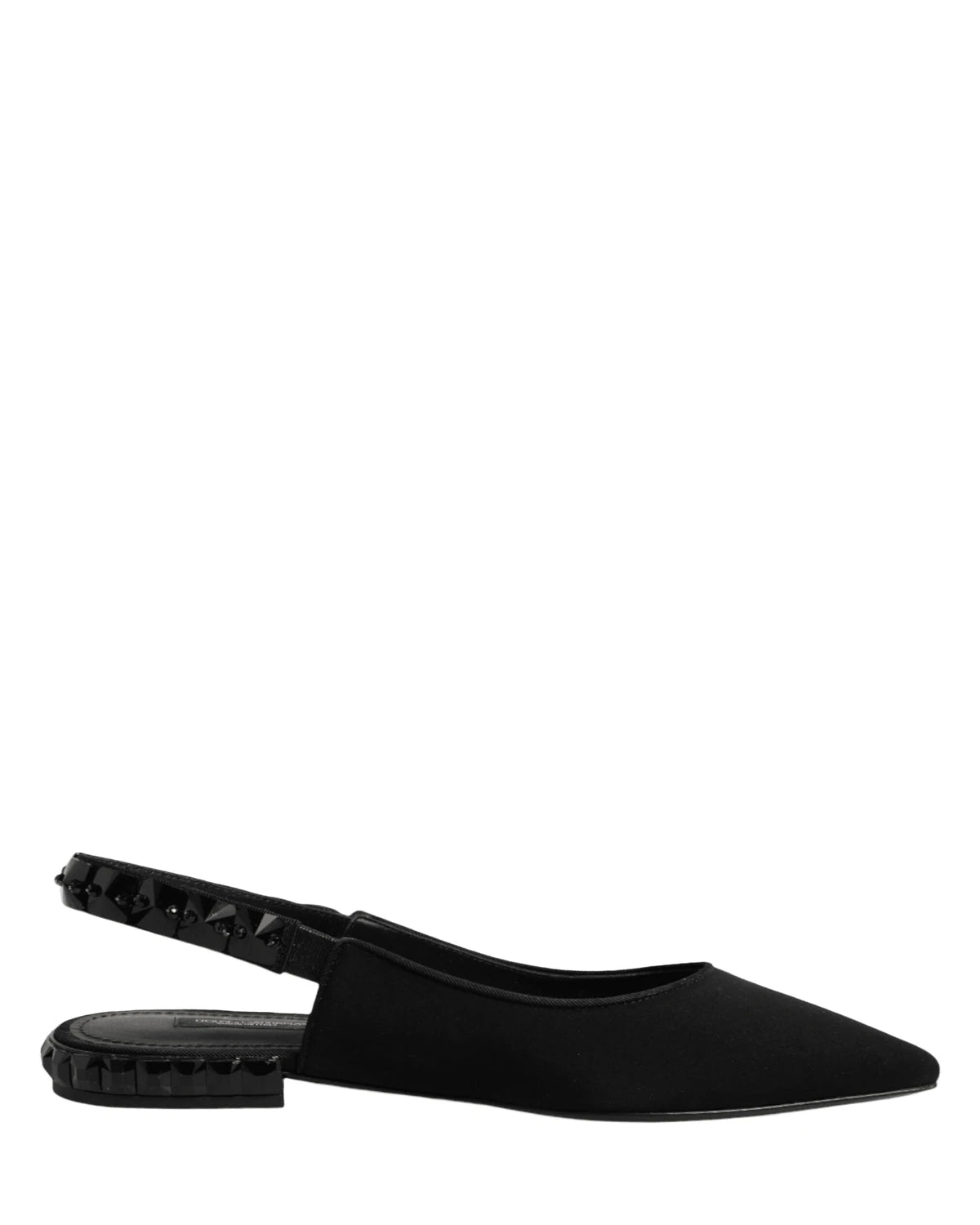 Dolce & Gabbana Black Crystal Charmeuse Slingback Shoes Sandals