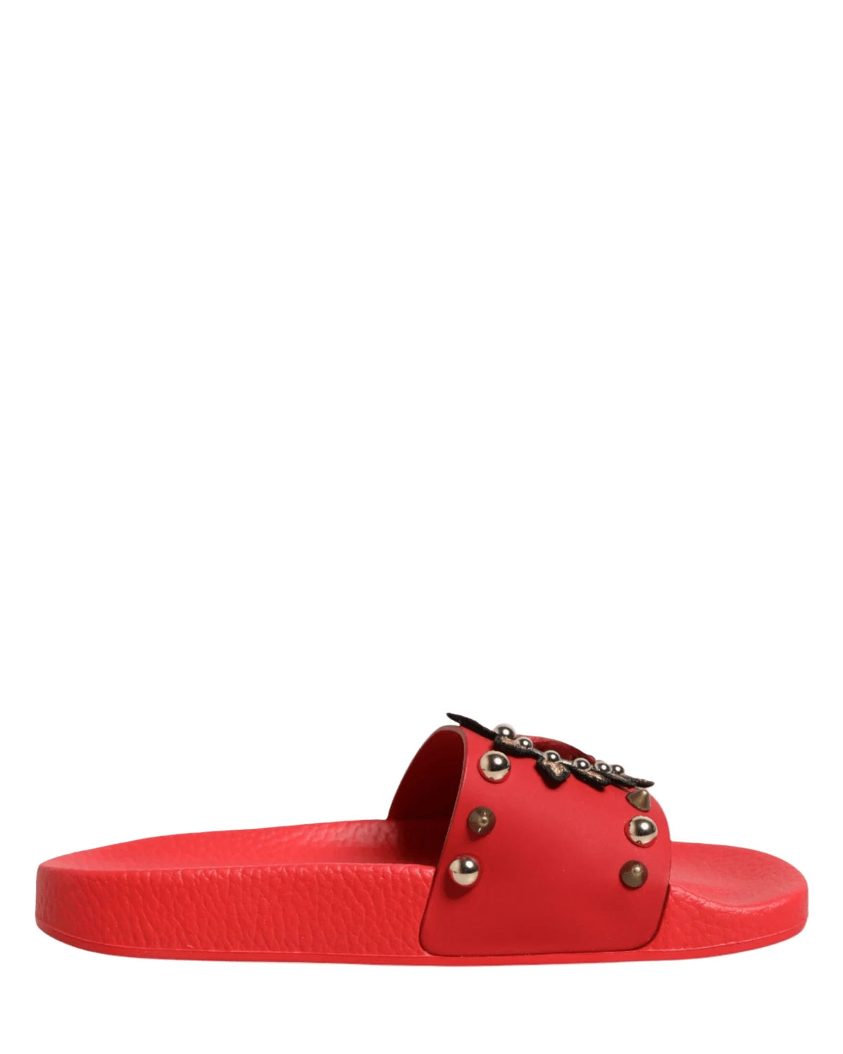 Dolce & Gabbana Red Sacred Heart Stud Slides Beachwear Shoes Sandals