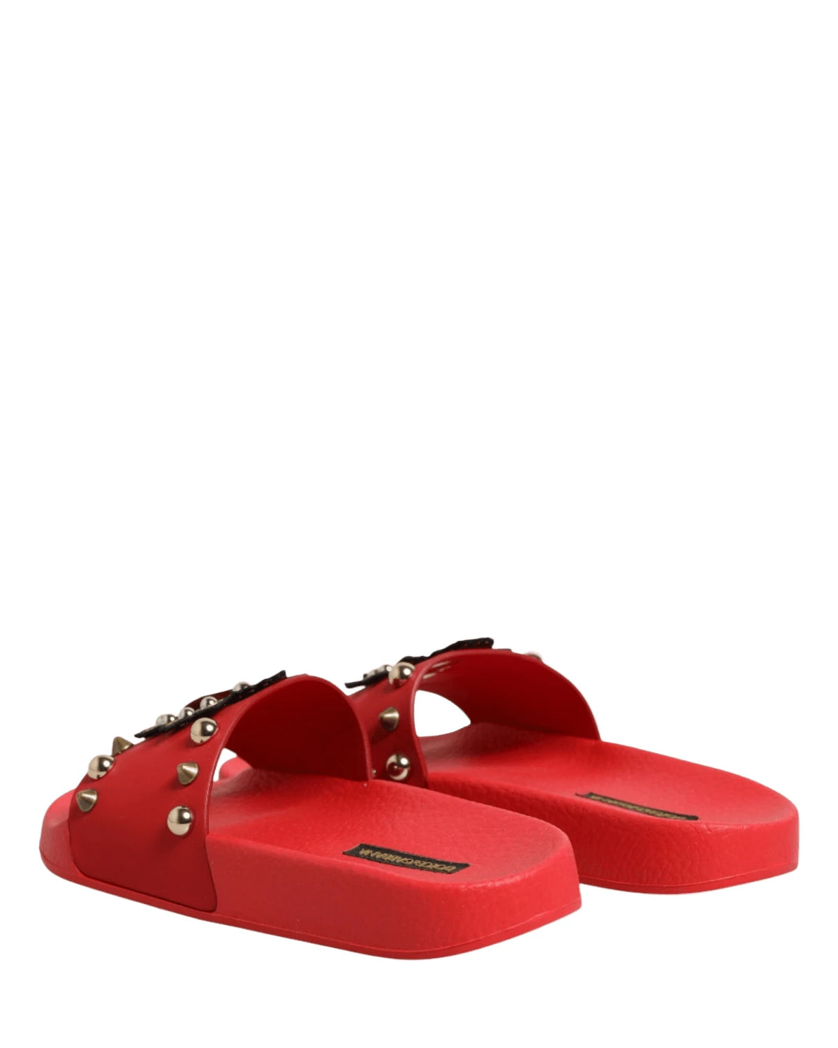Dolce & Gabbana Red Sacred Heart Stud Slides Beachwear Shoes Sandals